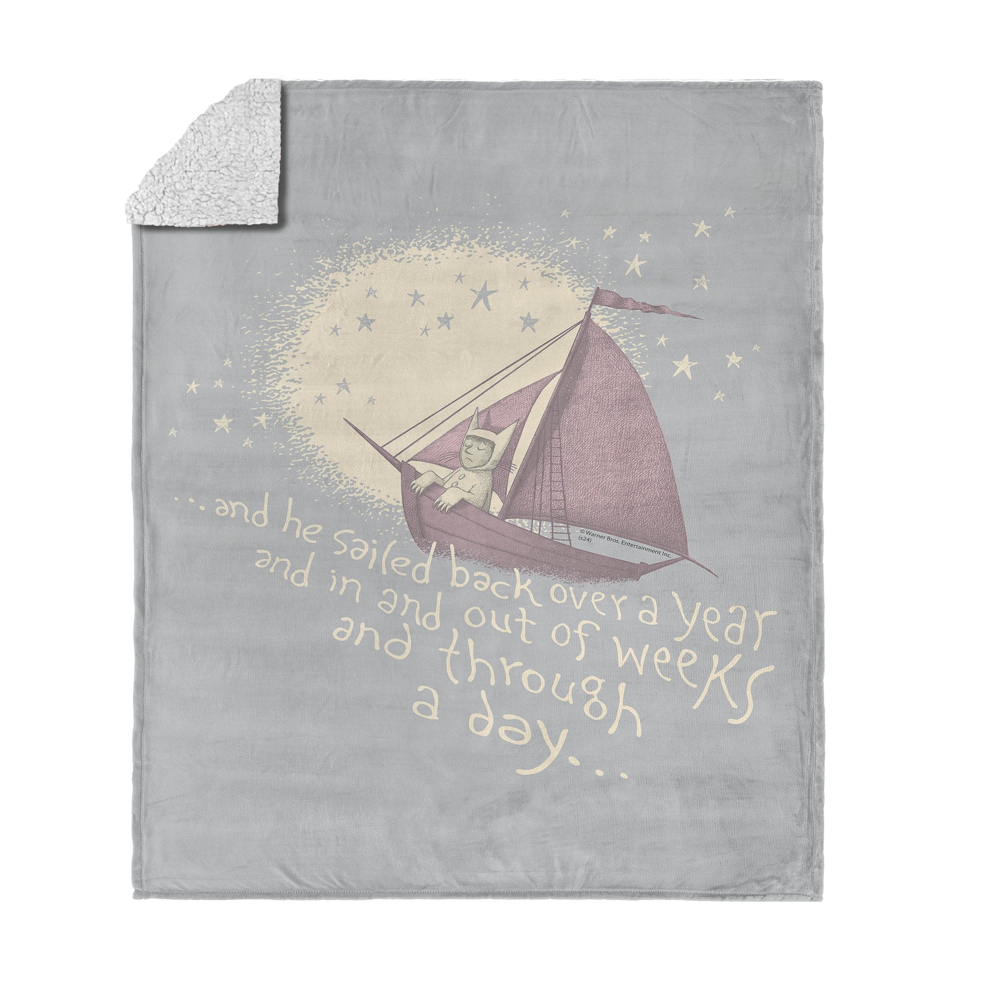 Warner Bros. Where the Wild Things Are He Sailed Silk Touch Sherpa Throw Blanket 50x60 Inches