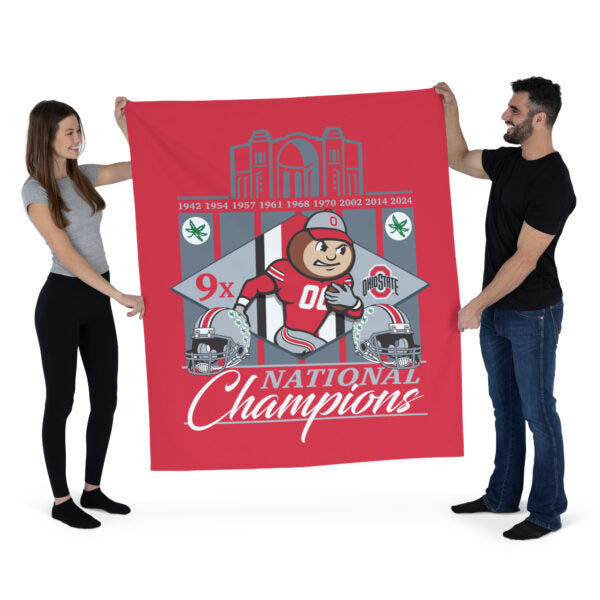 Ohio State Buckeyes NCAA 2024 FBC 9X Champs Wall Hanging 50X60 Inches