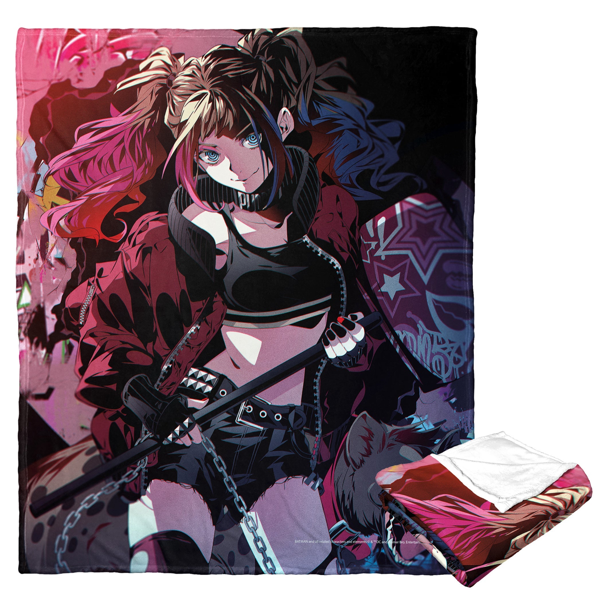 Warner Bros. Batman Anime Harley Silk Touch Throw Blanket 50x60 Inches