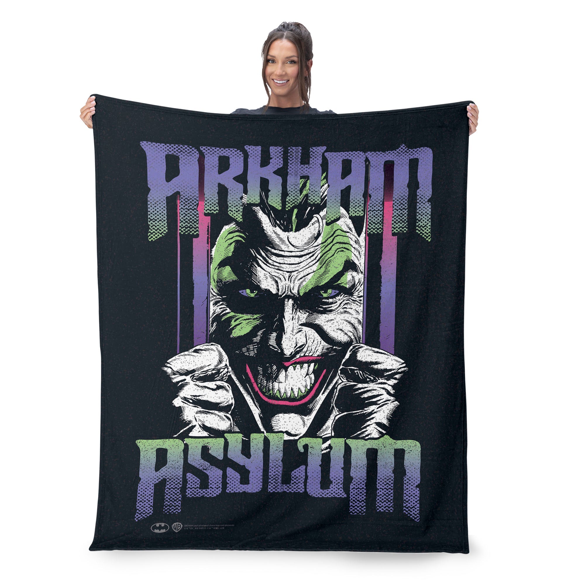 Warner Bros. DC Arkham Asylum Silk Touch Sherpa Throw Blanket 50x60 Inches