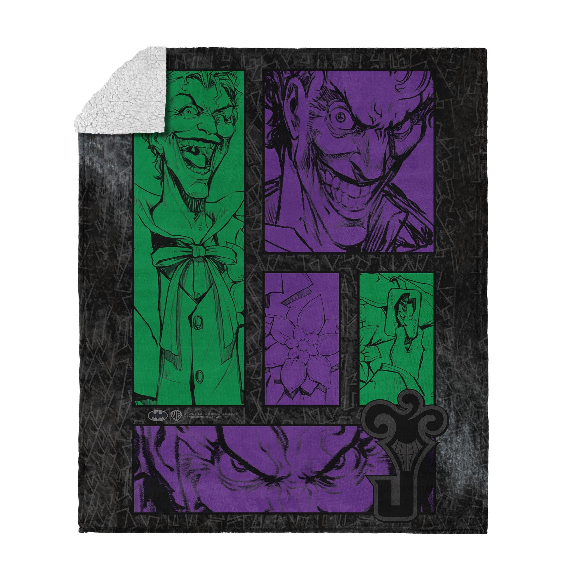 Warner Bros. DC Gotham Grin Silk Touch Sherpa Throw Blanket 50x60 Inches