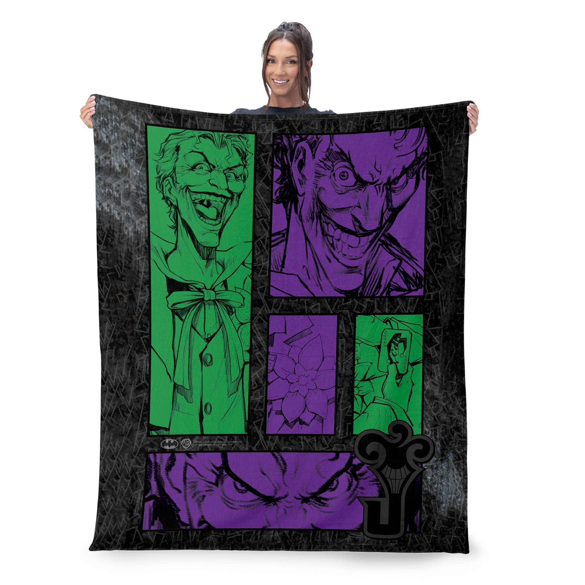 Warner Bros. DC Gotham Grin Silk Touch Sherpa Throw Blanket 50x60 Inches