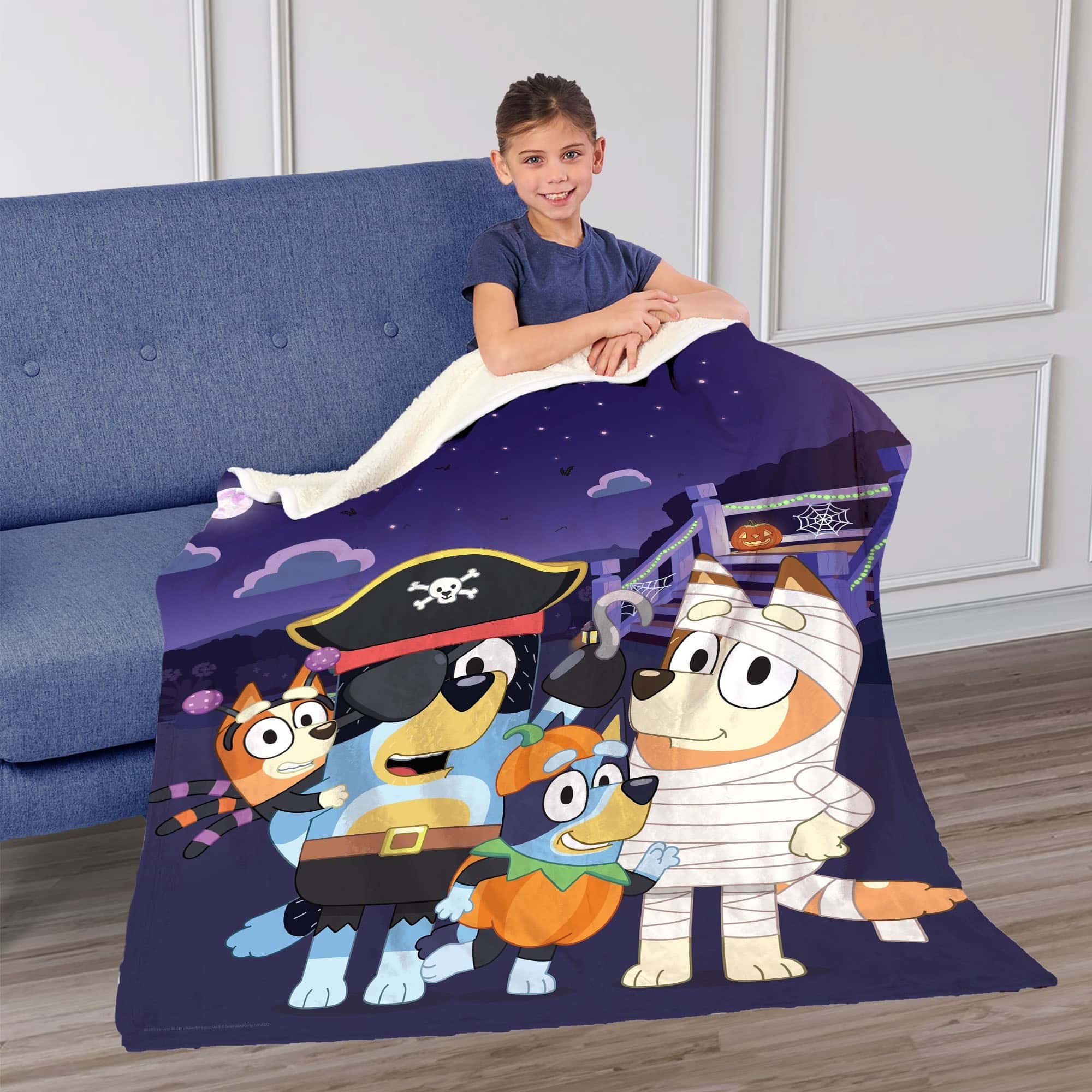 Bluey Family Halloween Silk Touch Sherpa Throw Blanket 50x60 Inches