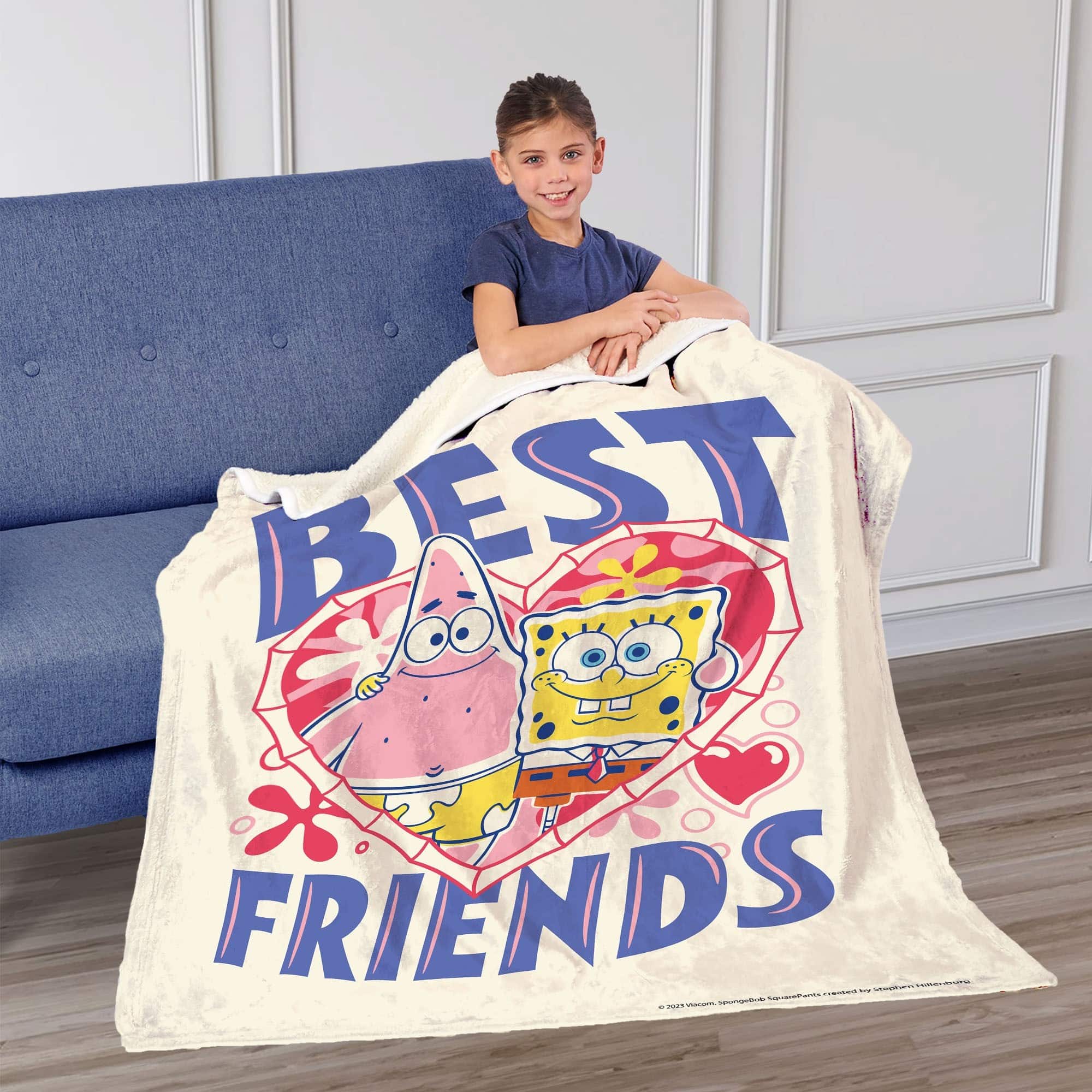 Nickelodeon Spongebob Squarepants Best Friends Silk Touch Sherpa Throw Blanket 50x60 Inches