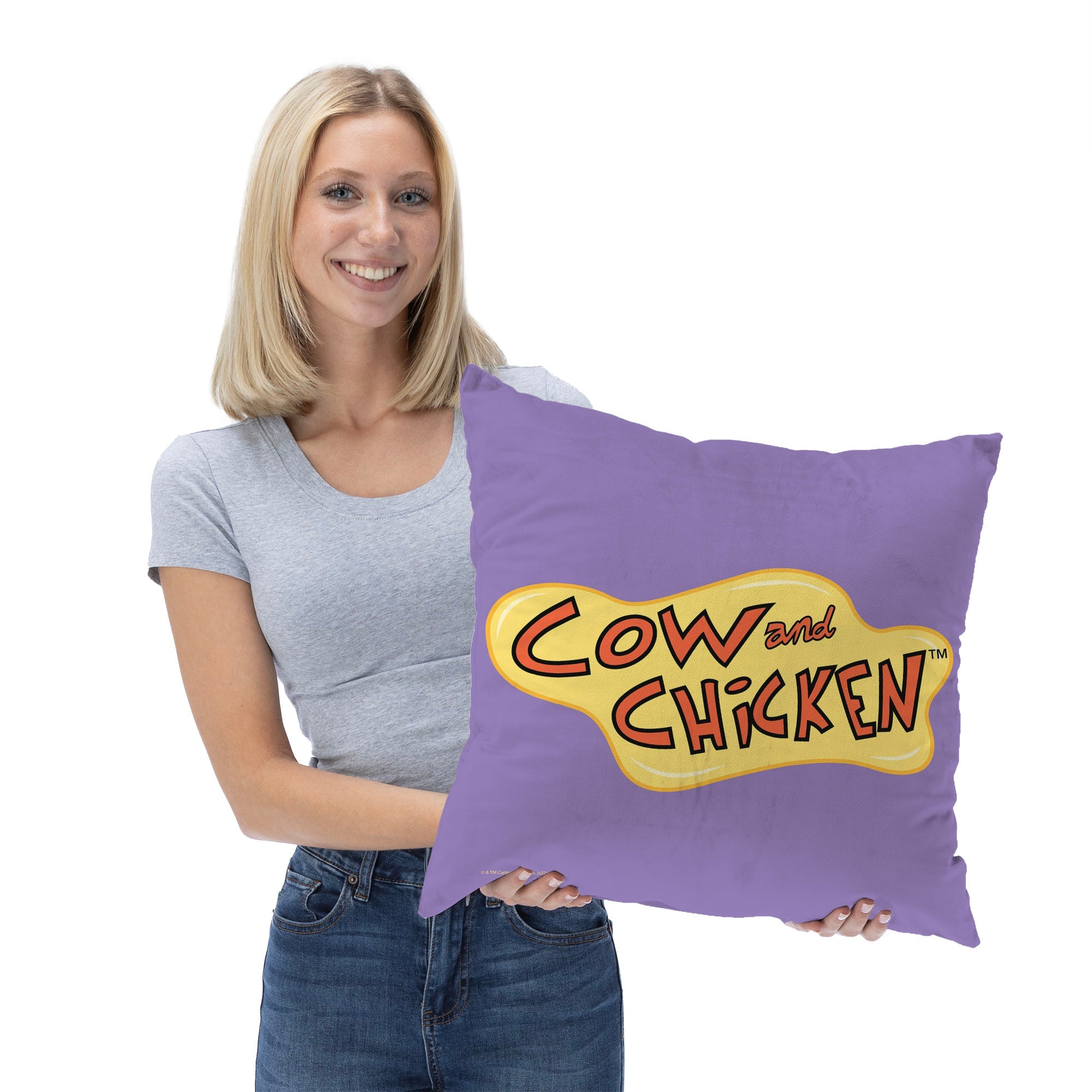 Cartoon Network Cow And Chicken Logo Throw Pillow 18x18 Inches