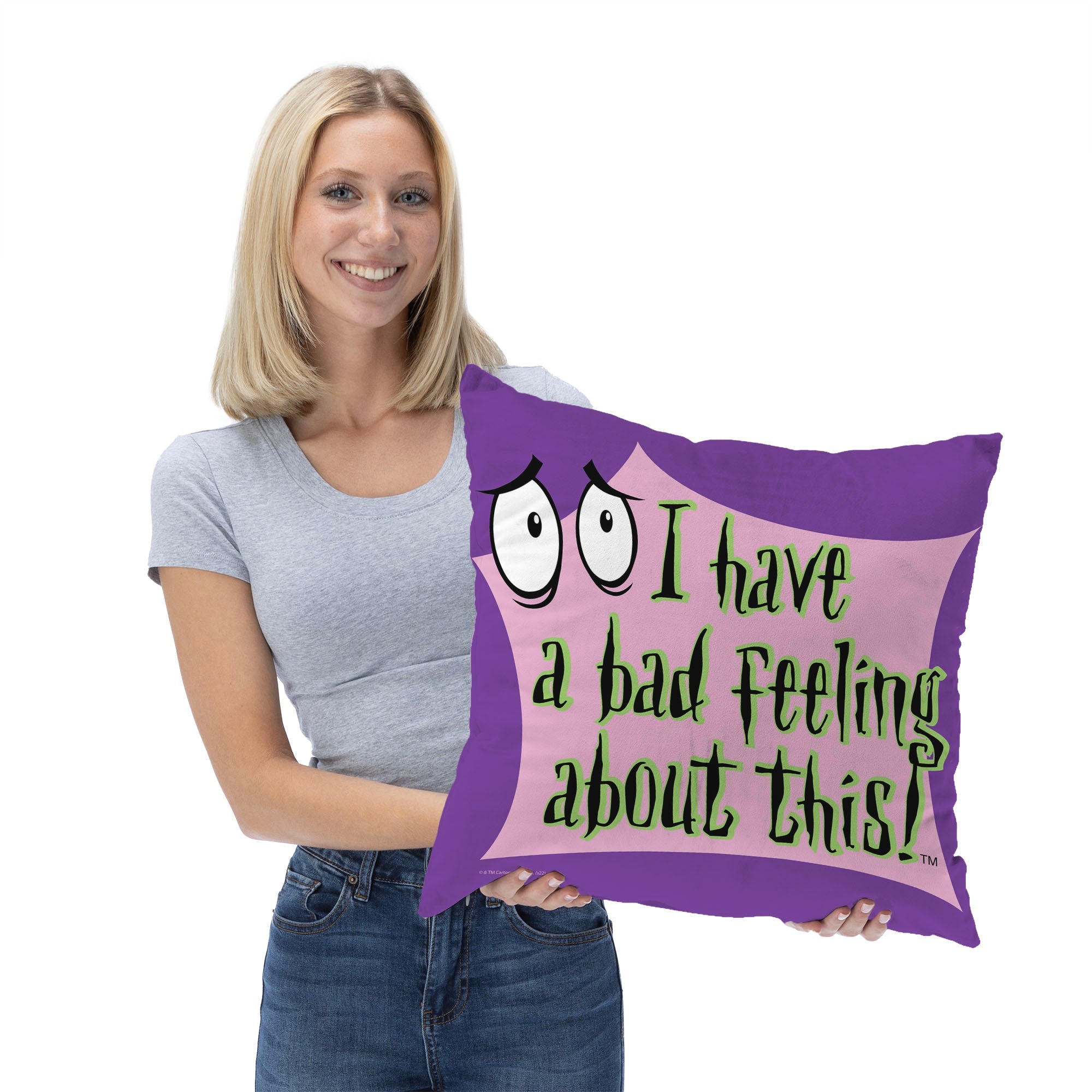 Cartoon Network Courage The Cowardly Dog Bad Feeling About This Throw Pillow 18x18 Inches