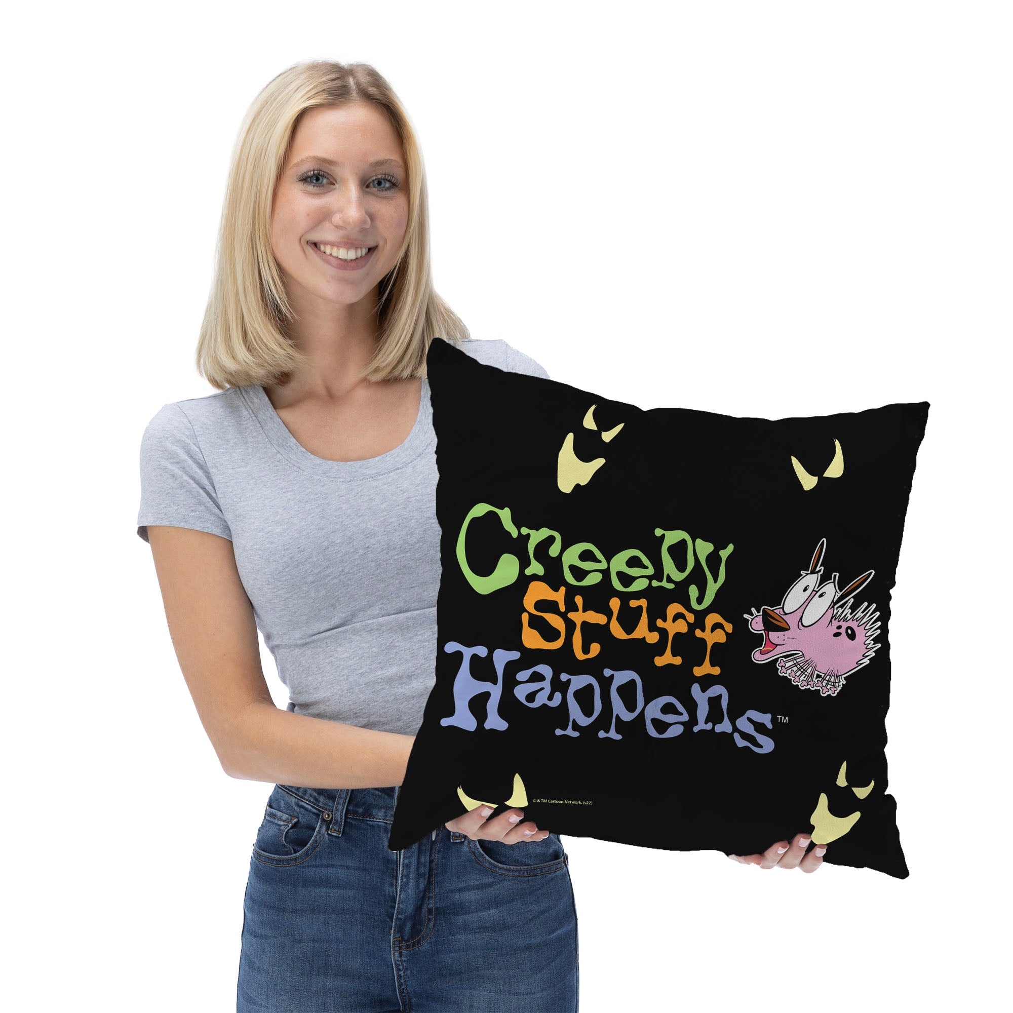 Cartoon Network Courage The Cowardly Dog Creepy Stuff Happens Throw Pillow 18x18 Inches