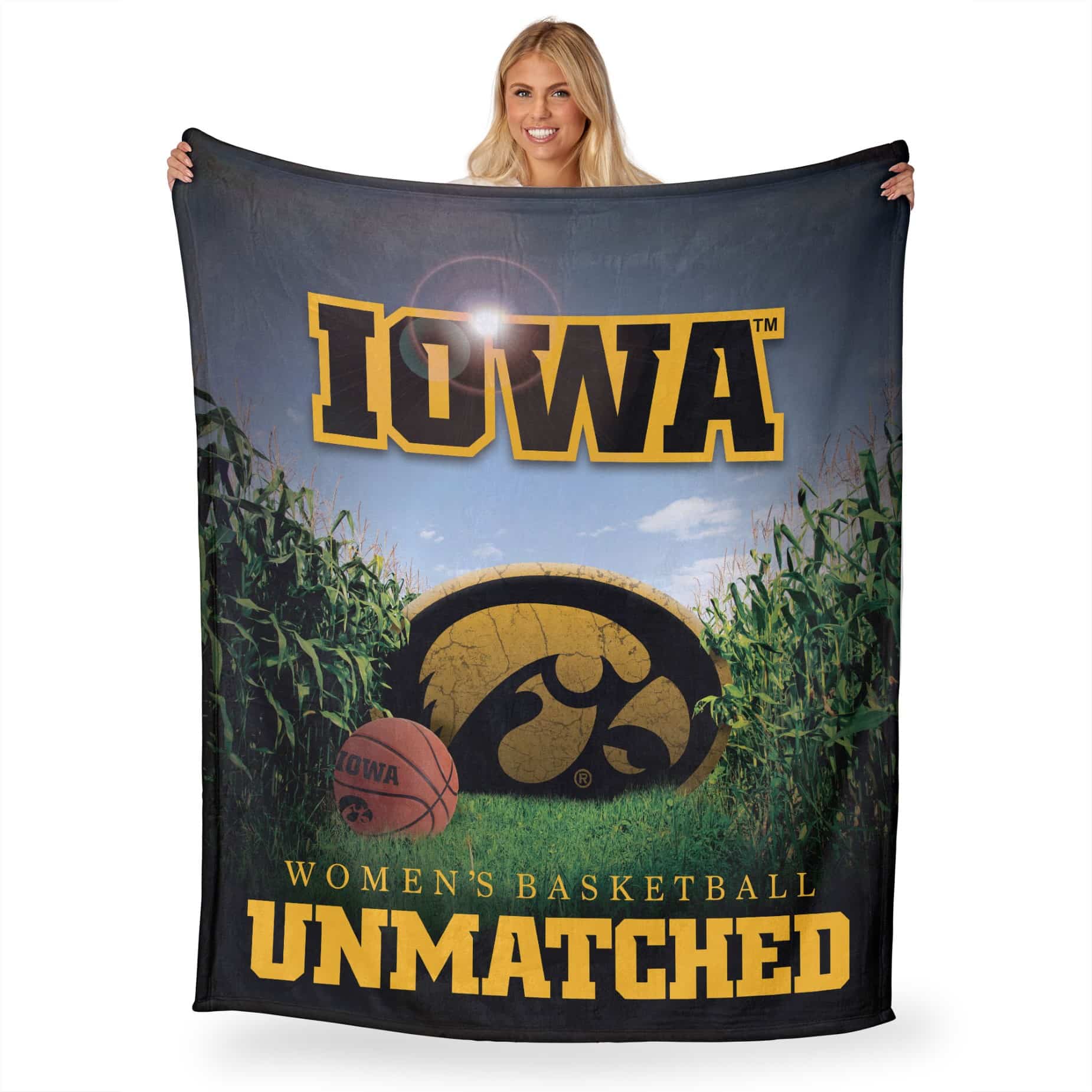 NCAA Iowa Hawkeyes Women's Basketball Unmatched Silk Touch Throw Blanket 50x60 Inches