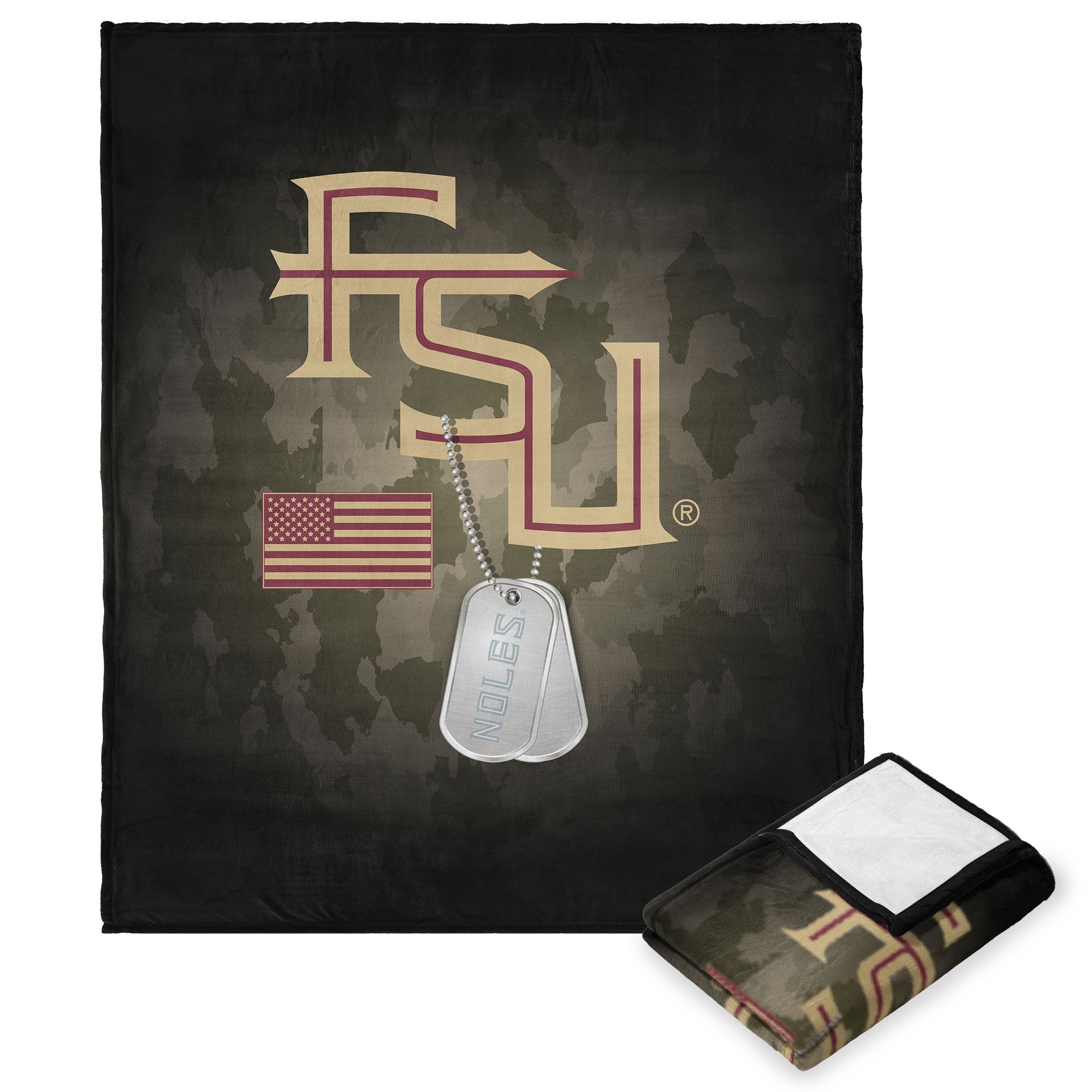 NCAA Military Appreciation Florida State Seminoles Silk Touch Throw Blanket 50x60 Inches