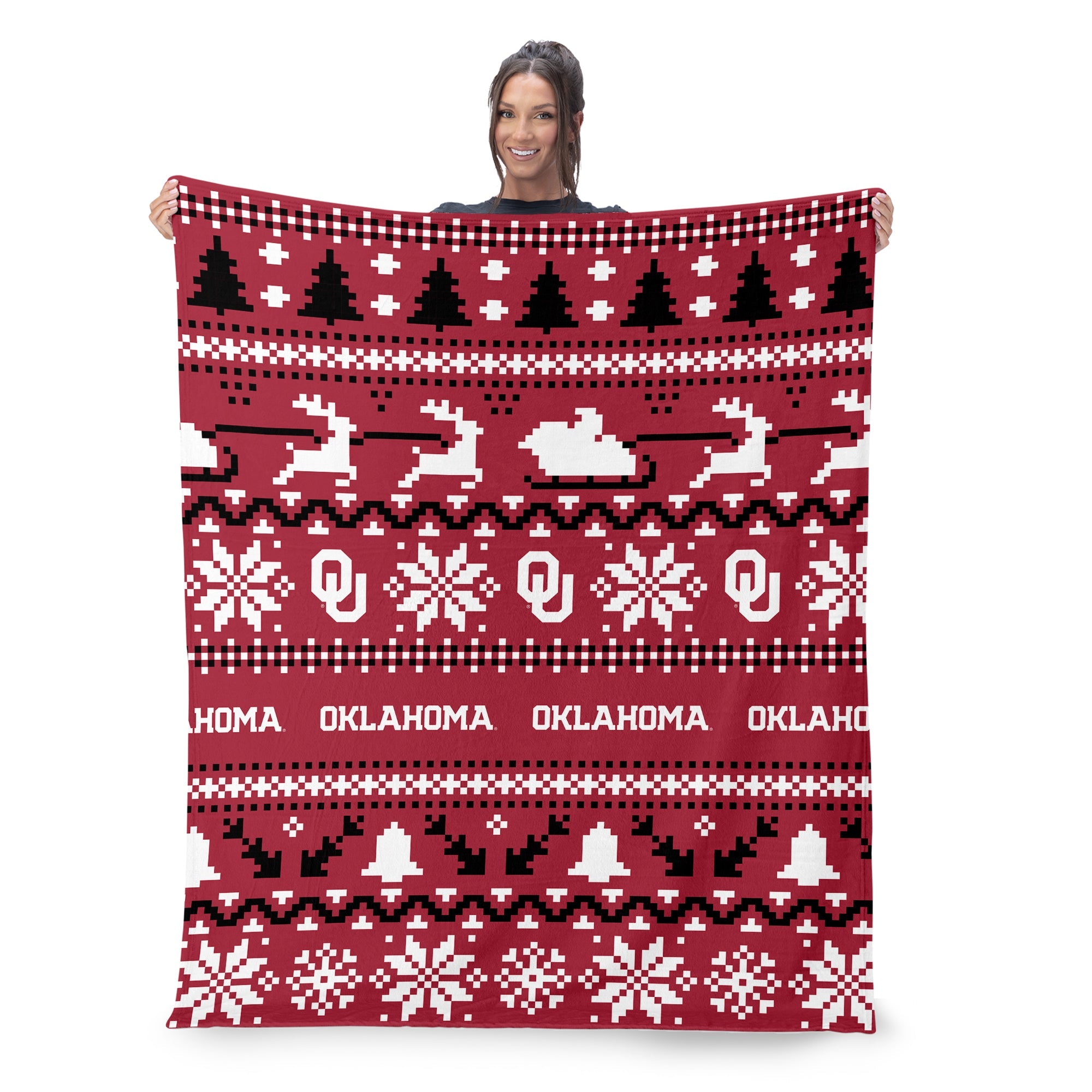 Oklahoma Sooners NCAA Xmas Time Silk Touch Throw Blanket 50X60 Inches