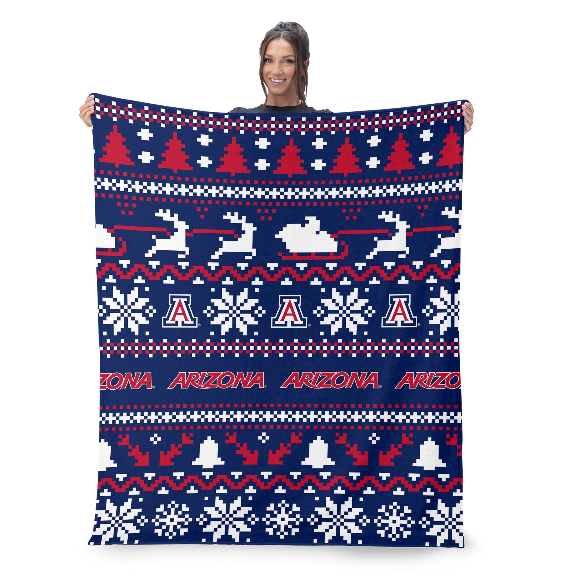 University of Arizona NCAA Xmas Time Silk Touch Throw Blanket 50X60 Inches