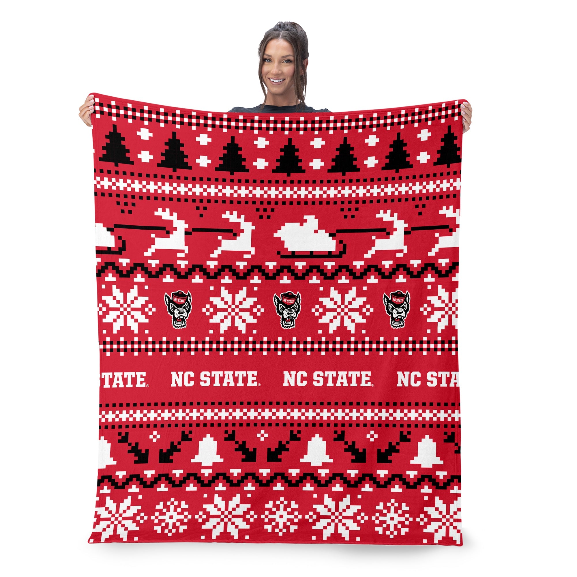 NC State Wolfpack NCAA Xmas Time Silk Touch Throw Blanket 50X60 Inches