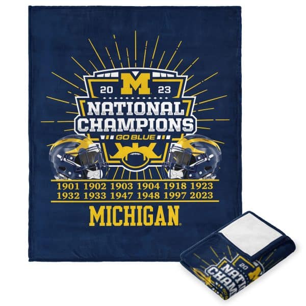 NCAA 2023 FBC Fissure Michigan Wolverines Silk Touch Throw Blanket 50x60 Inches