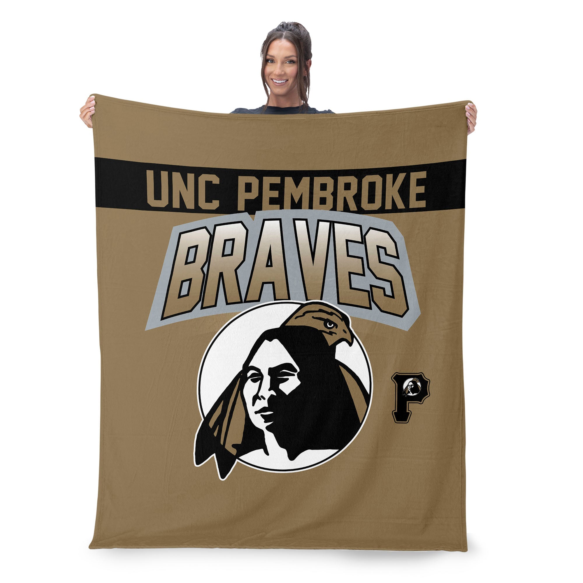 UNC Pembroke Braves Silk Touch Sherpa Throw Blanket 50x60 Inches