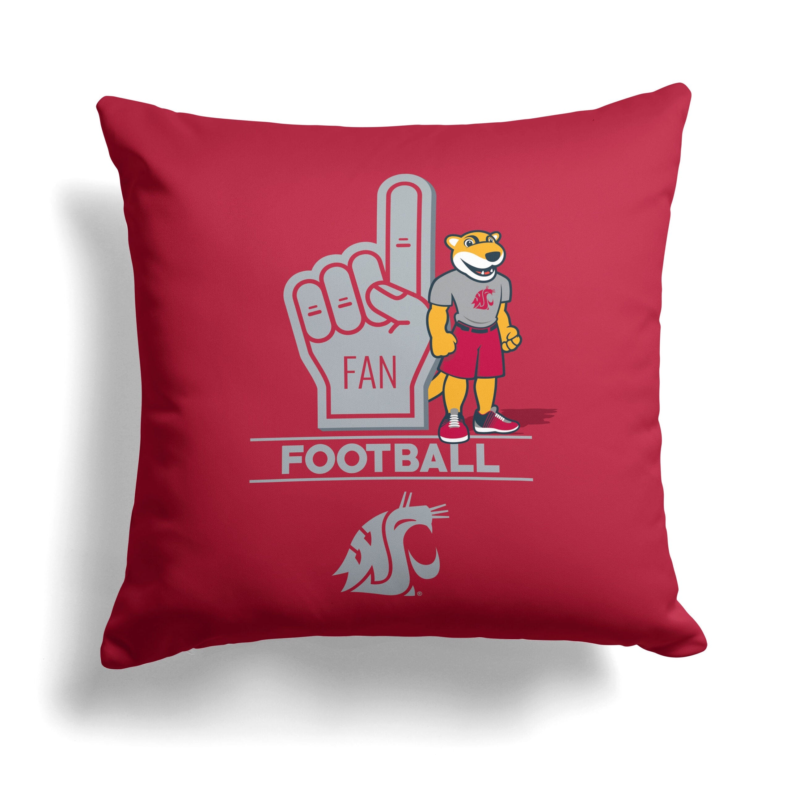 NCAA Washington State Cougars Number 1 Fan Throw Pillow 18x18