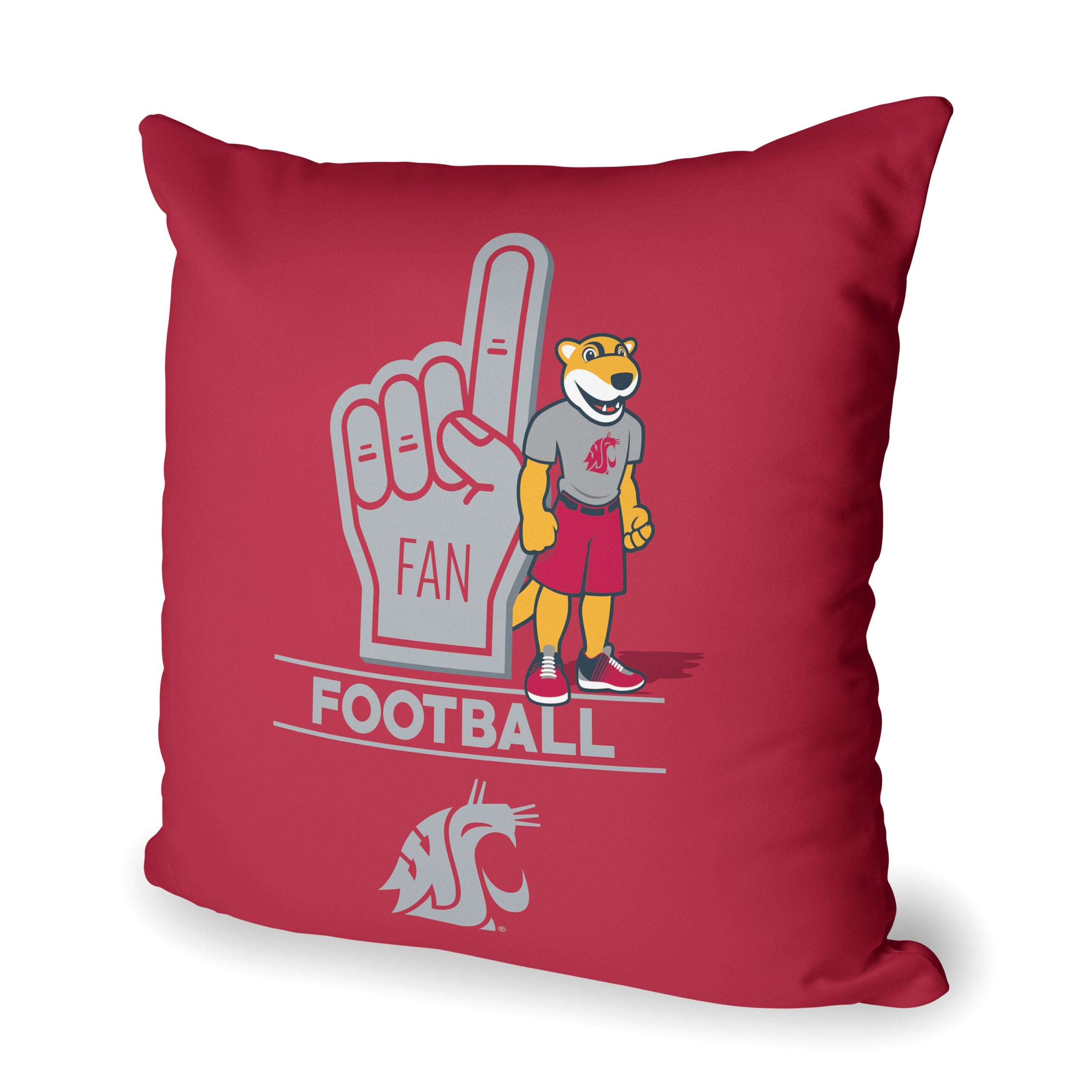 NCAA Washington State Cougars Number 1 Fan Throw Pillow 18x18