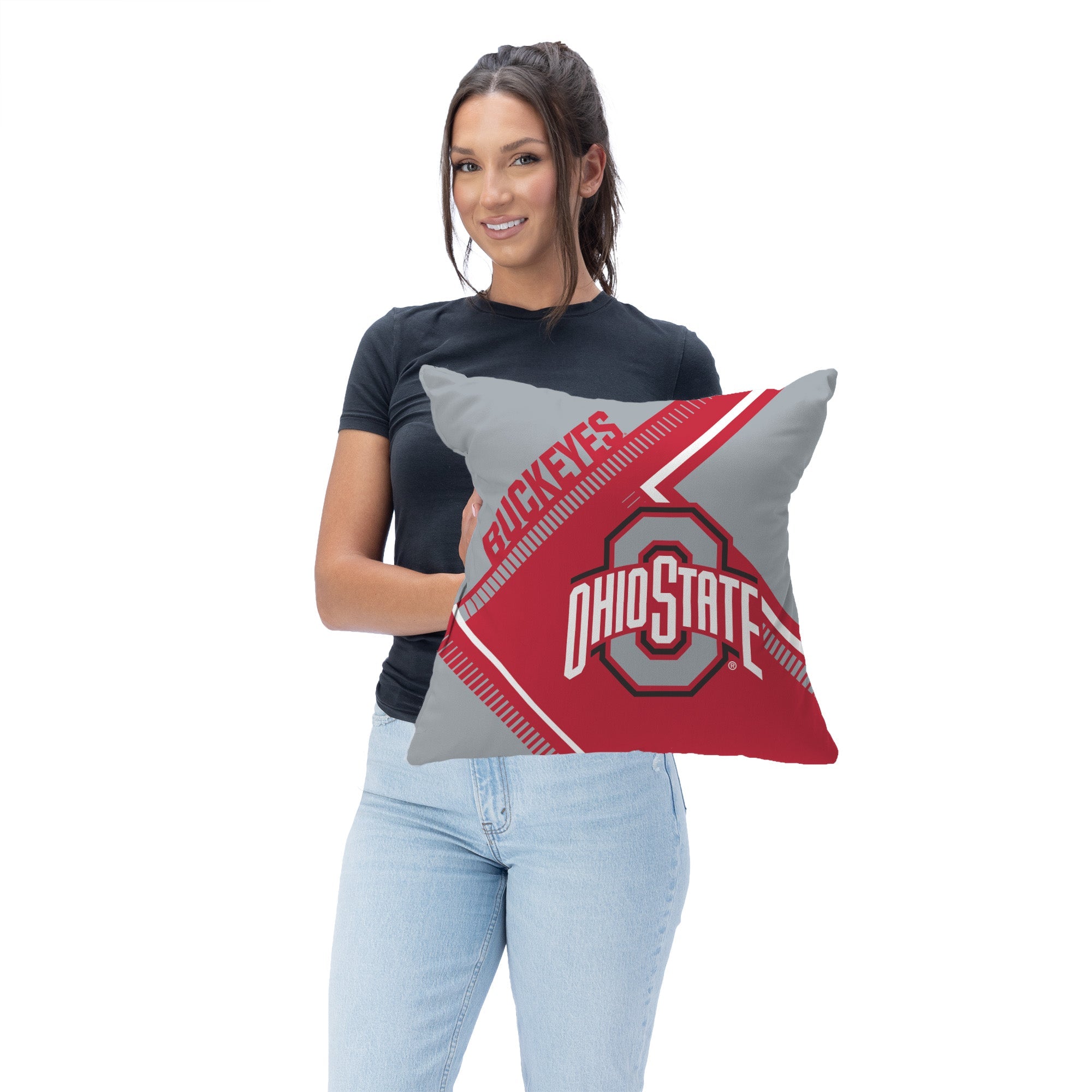 Ohio State Buckeyes NCAA Pulsewave Throw Pillow 18X18 Inches