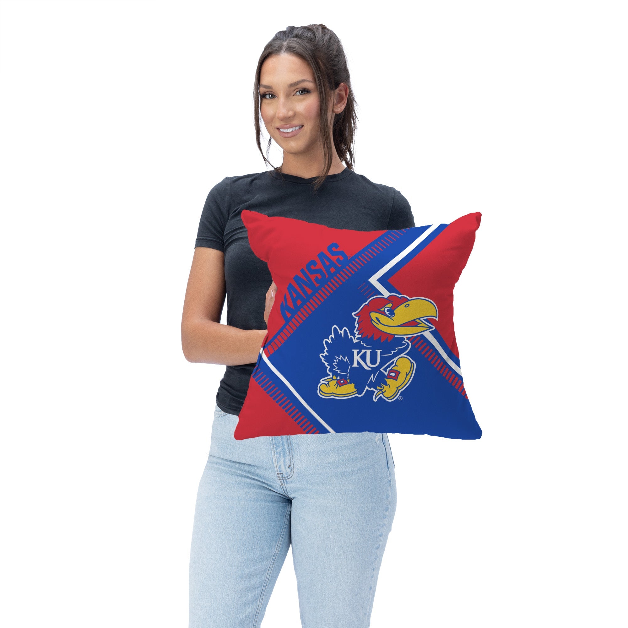 Kansas Jayhawks NCAA Pulsewave Throw Pillow 18X18 Inches