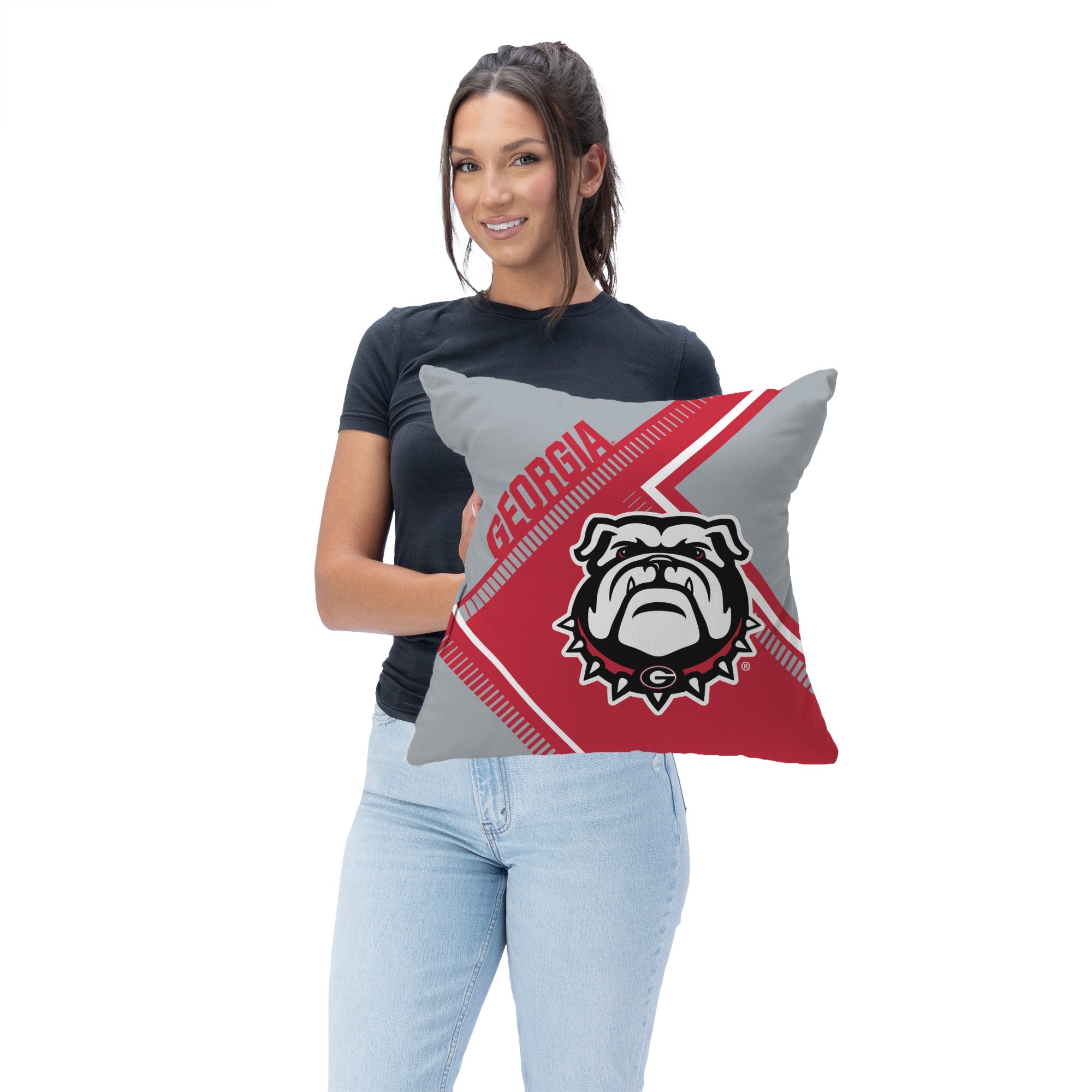 Georgia Bulldogs NCAA Pulsewave Throw Pillow 18X18 Inches