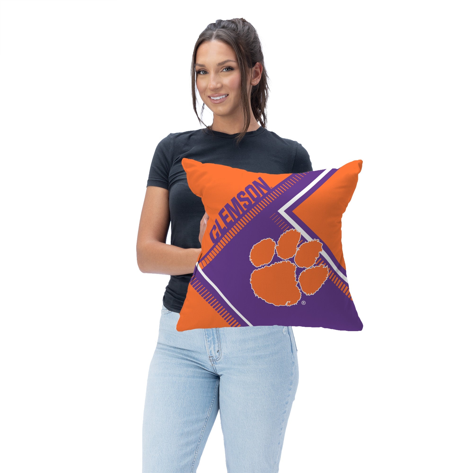 Clemson Tigers NCAA Pulsewave Throw Pillow 18X18 Inches