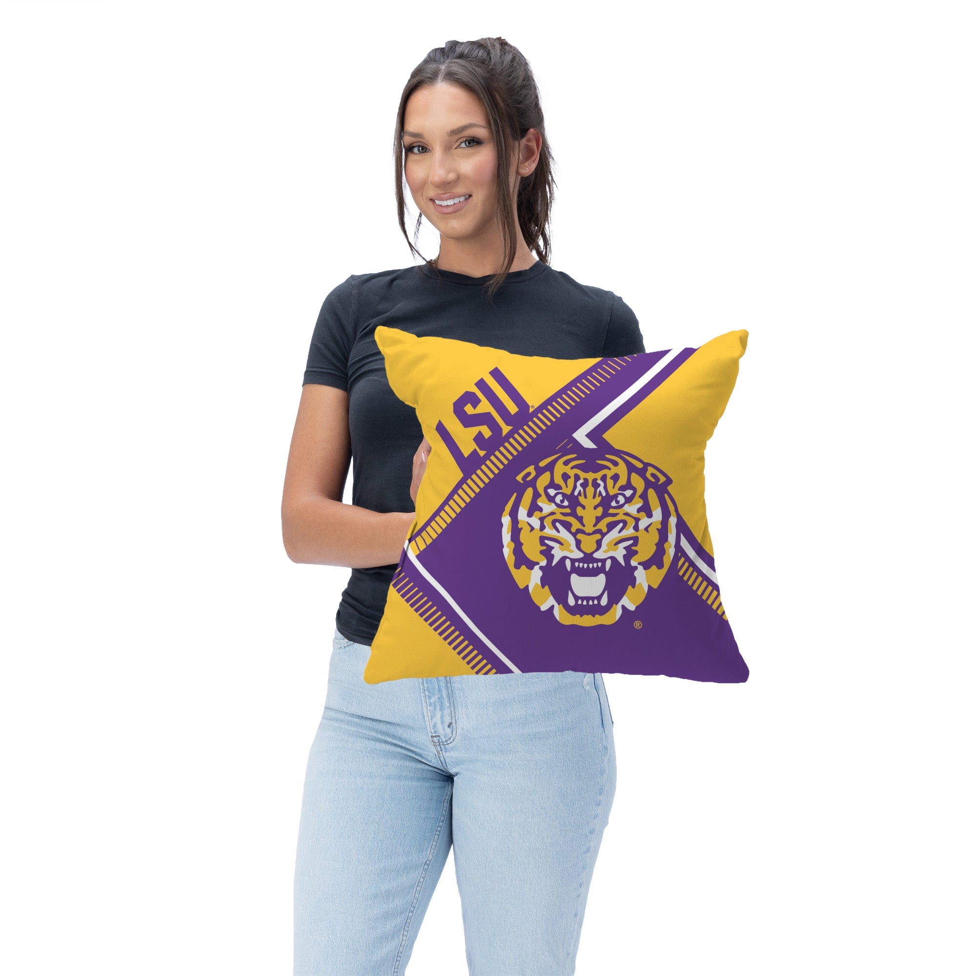 LSU Tigers NCAA Pulsewave Throw Pillow 18X18 Inches