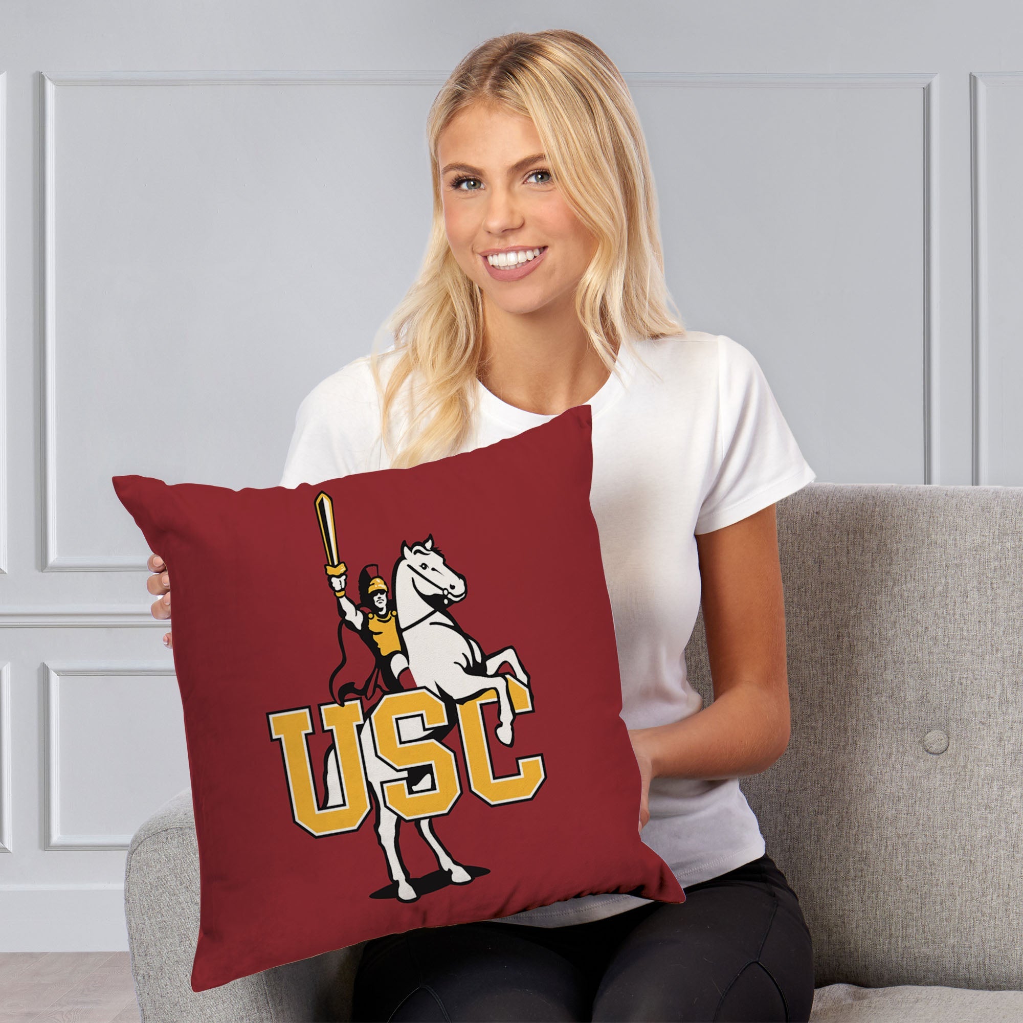NCAA USC Horse Throw Pillow 18X18