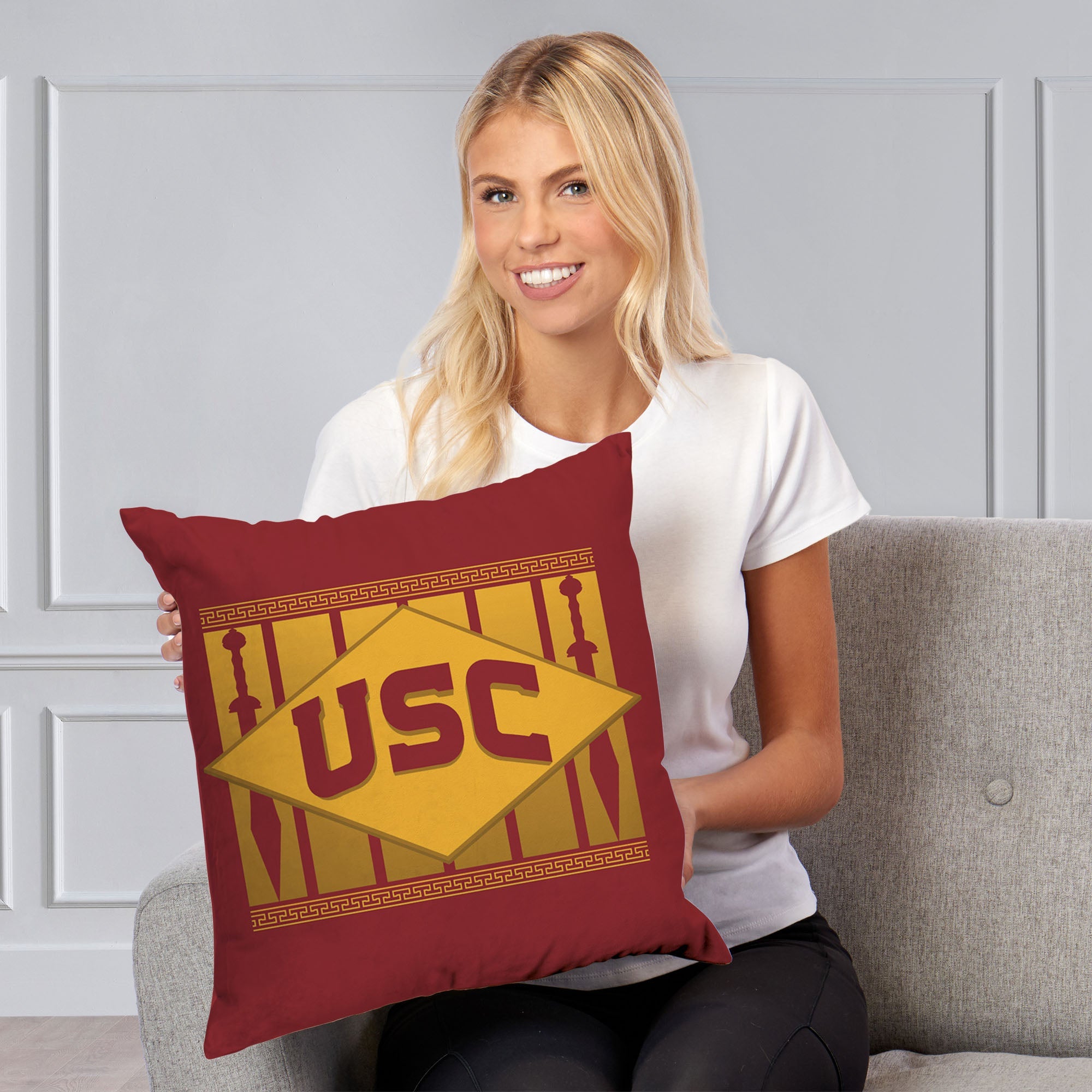 NCAA USC Sword Throw Pillow 18X18