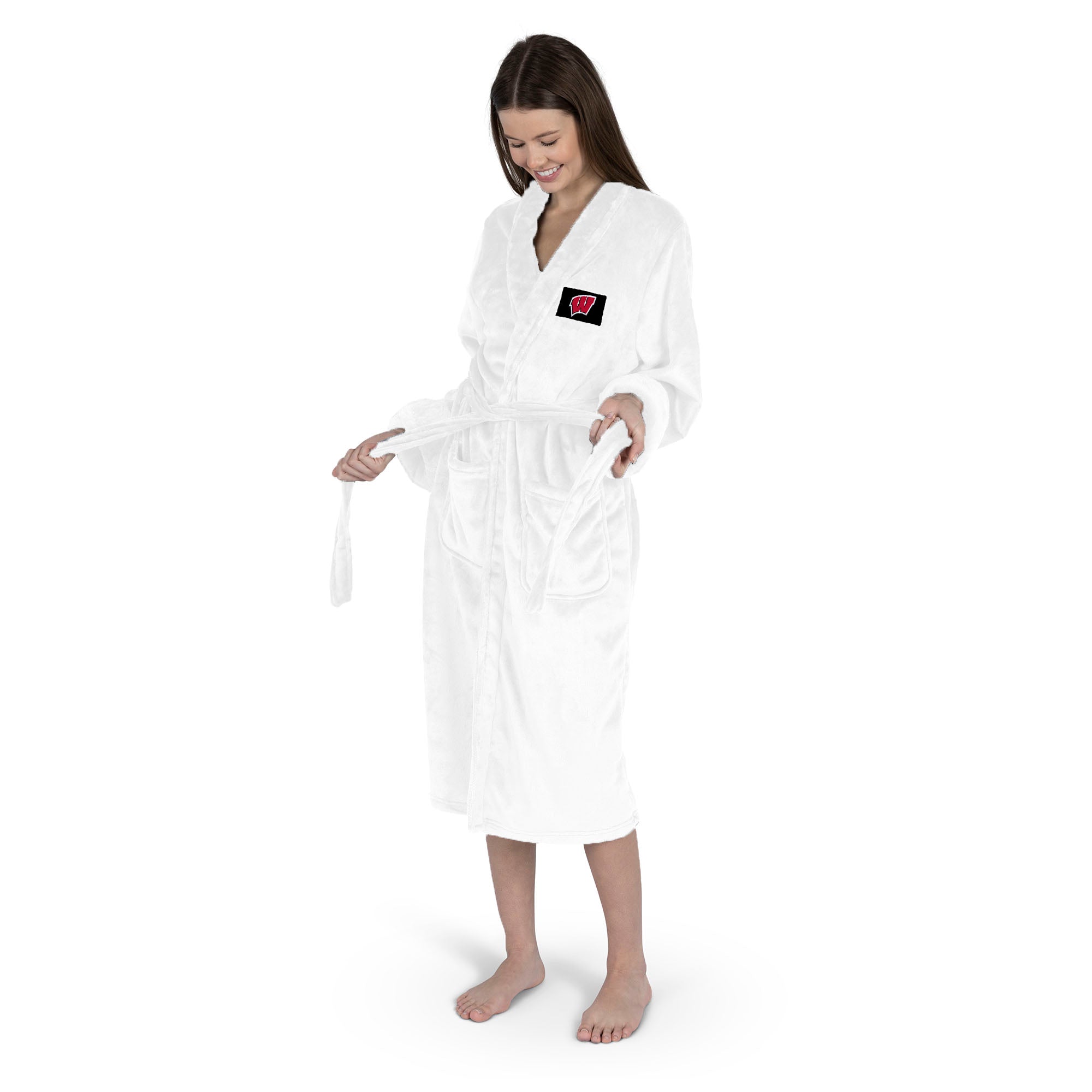 Wisconsin Badgers NCAA White Out Silk Touch Robe Small/Medium
