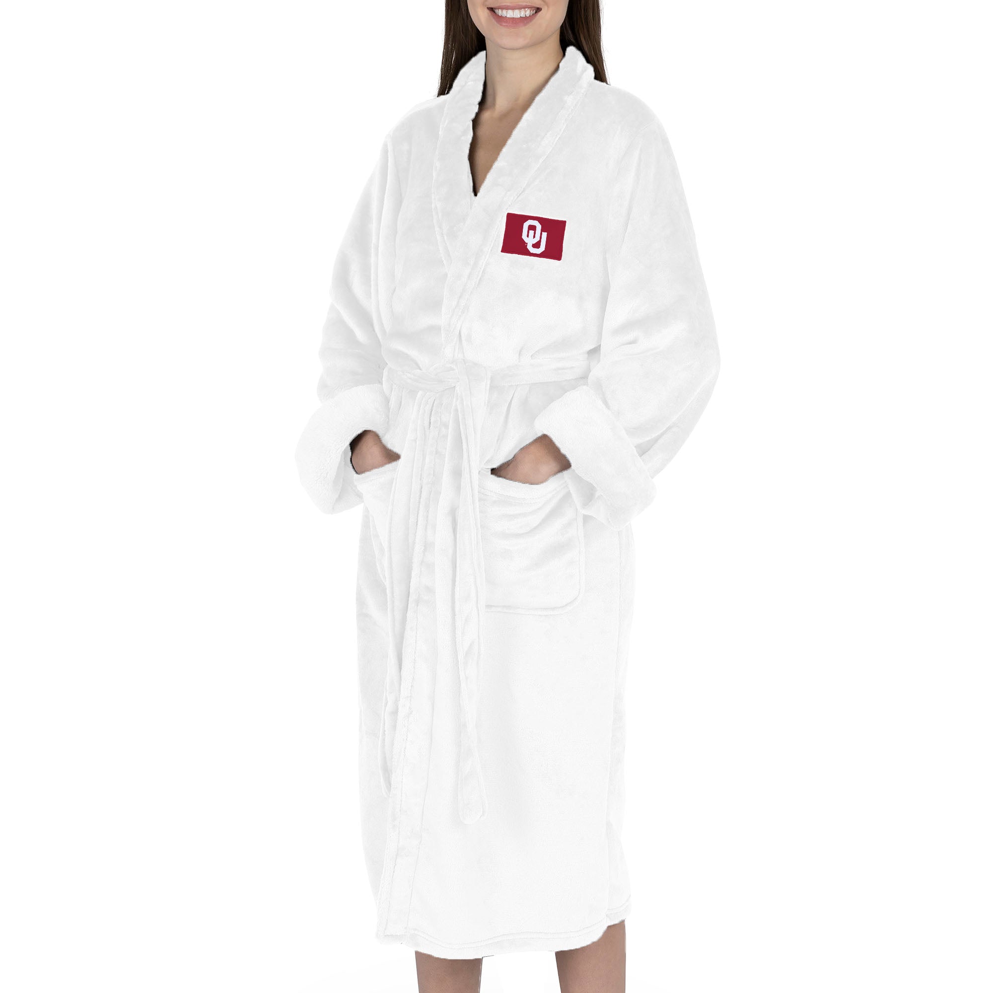 Oklahoma Sooners NCAA White Out Silk Touch Robe Small/Medium