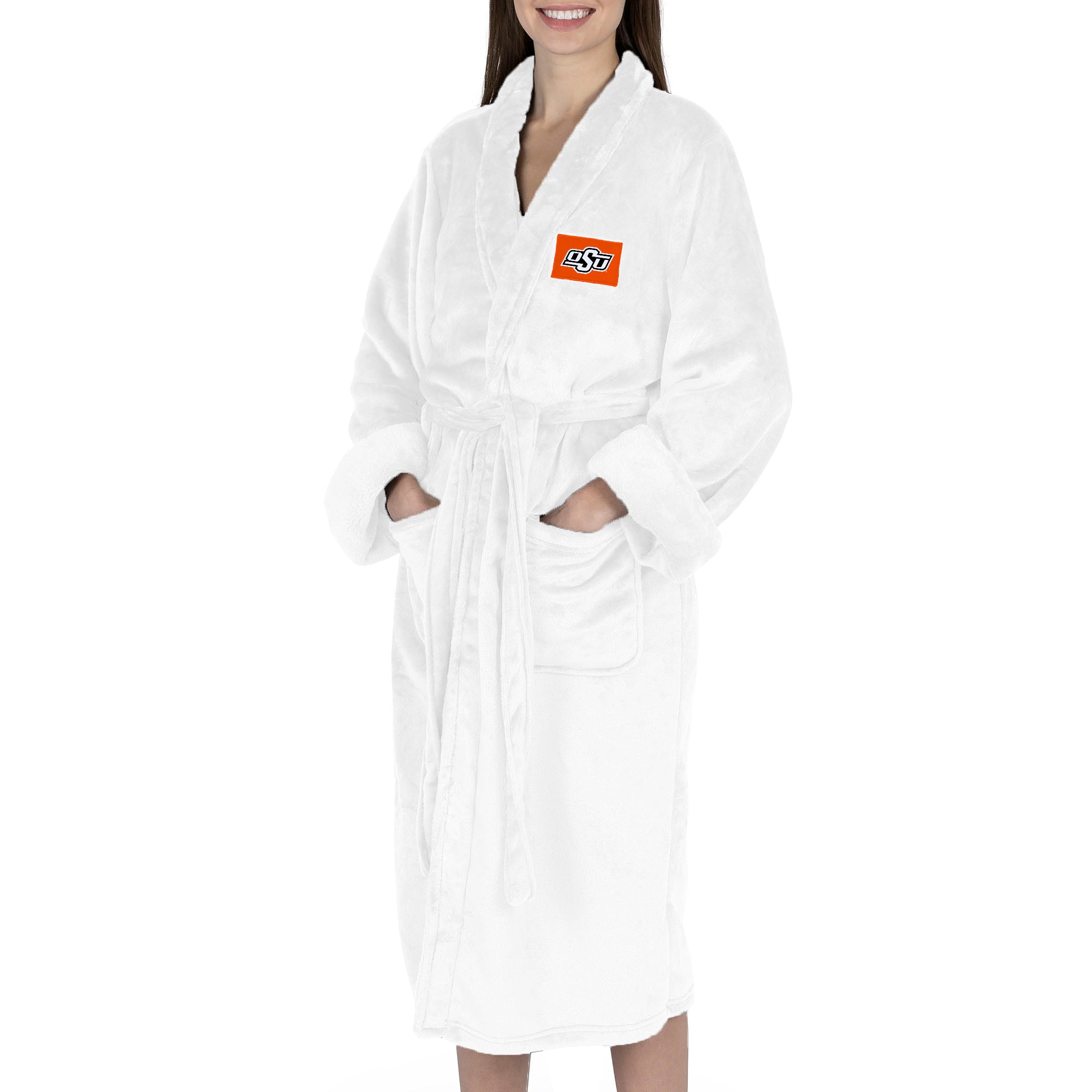 Oklahoma State Cowboys NCAA White Out Silk Touch Robe Small/Medium