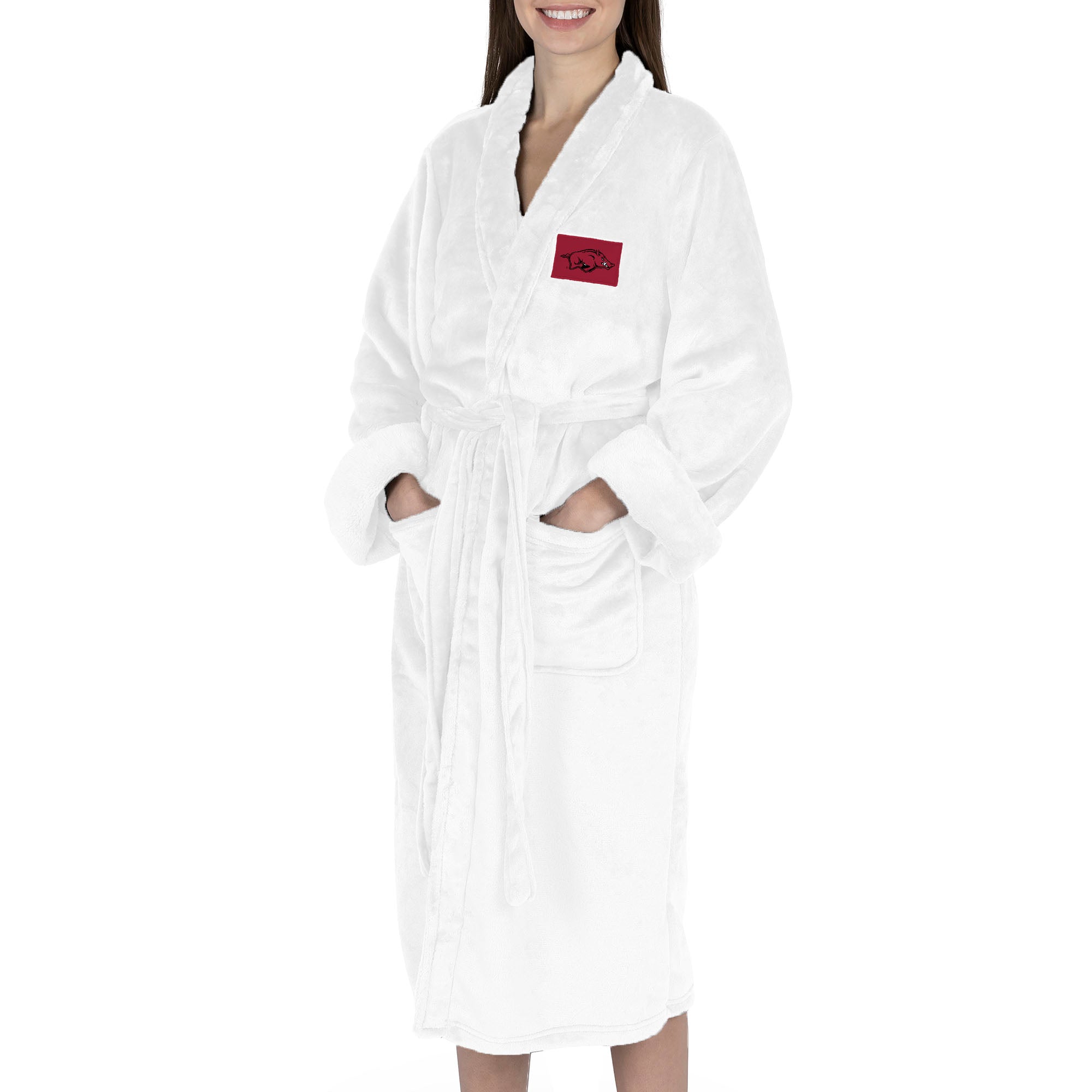 Arkansas Razorbacks NCAA White Out Silk Touch Robe Small/Medium