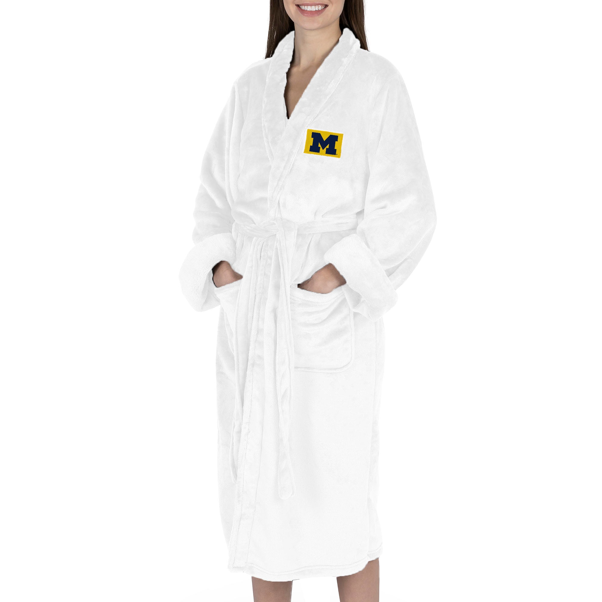 Michigan Wolverines NCAA White Out Silk Touch Robe Small/Medium