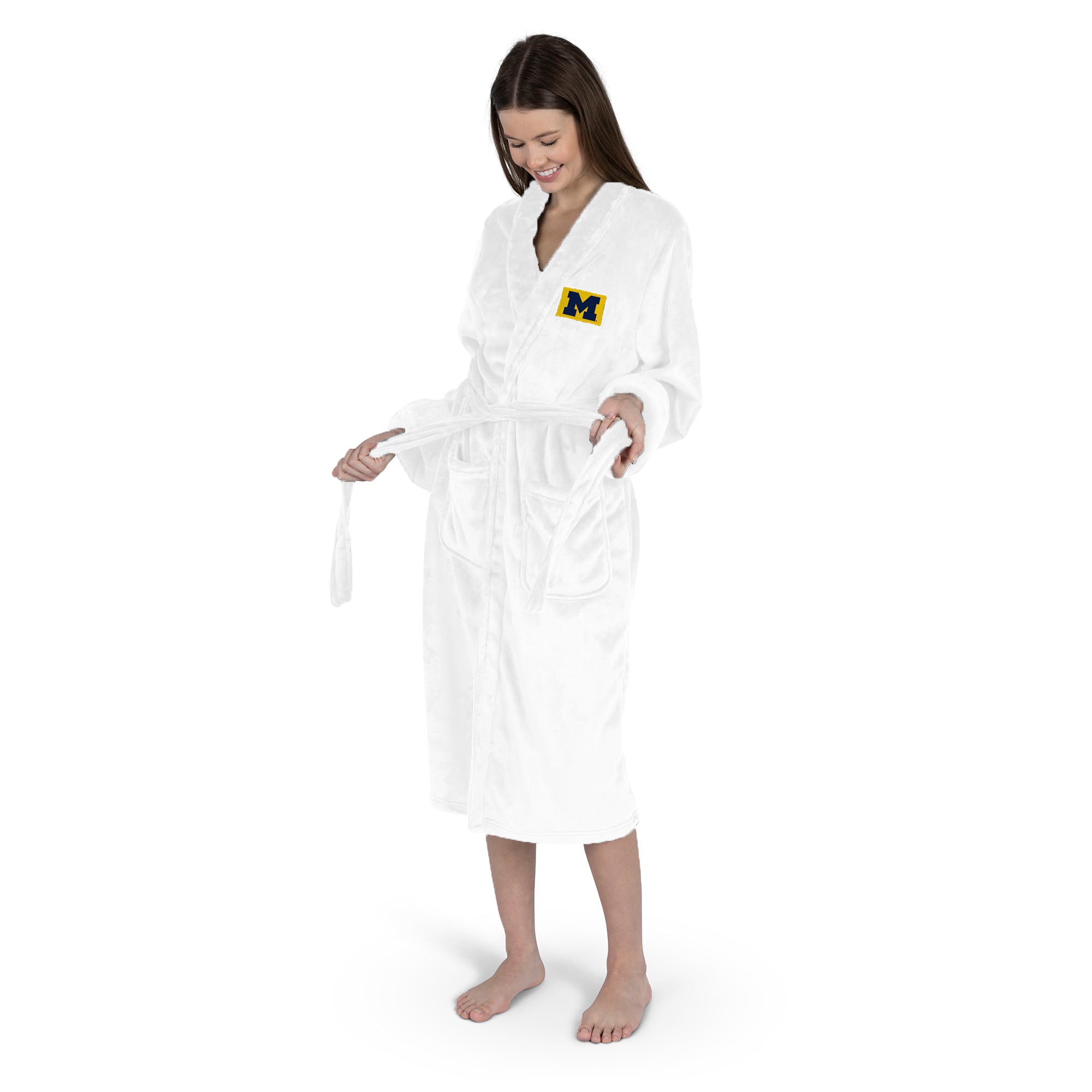 Michigan Wolverines NCAA White Out Silk Touch Robe Small/Medium