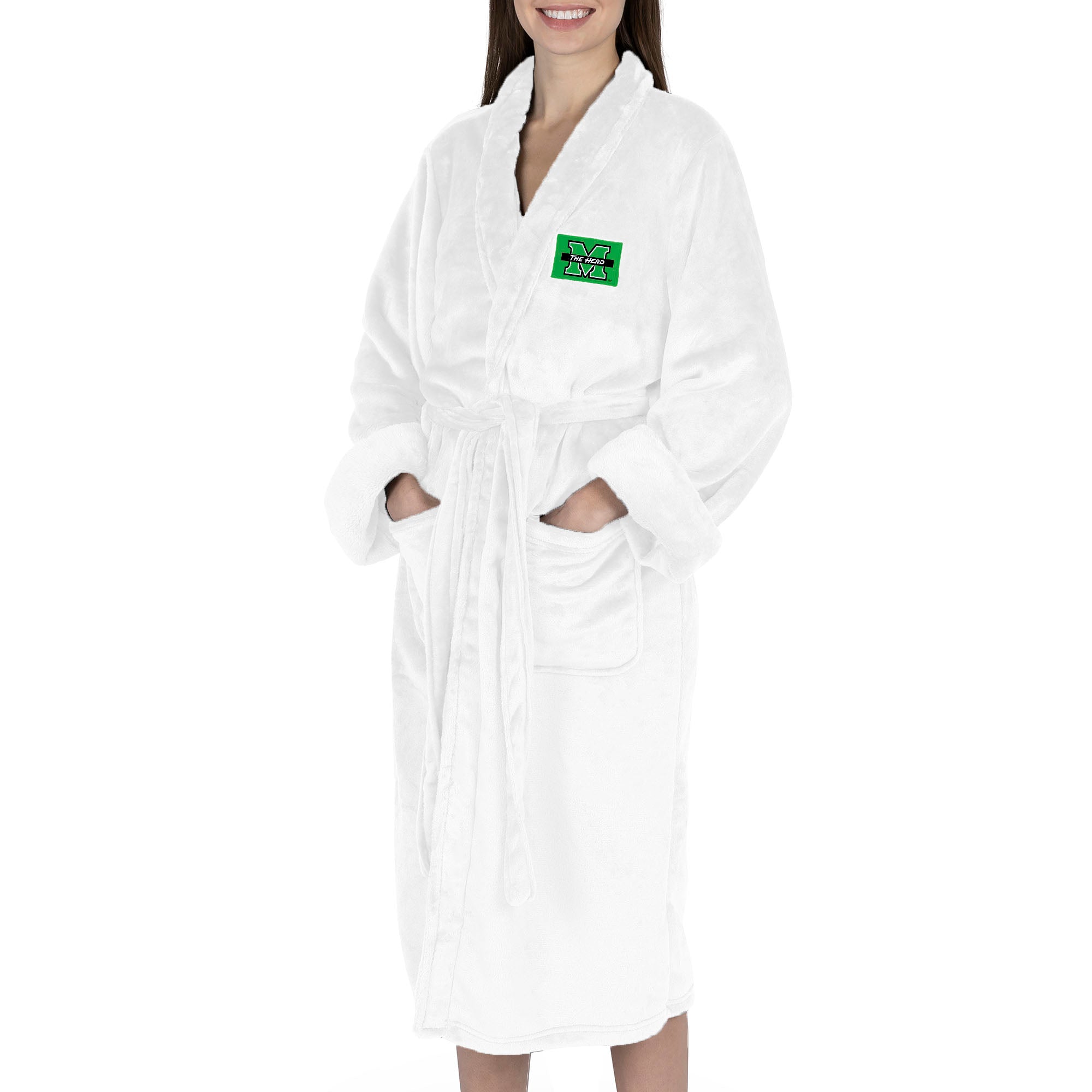 Marshall Thundering Herd NCAA White Out Silk Touch Robe Small/Medium