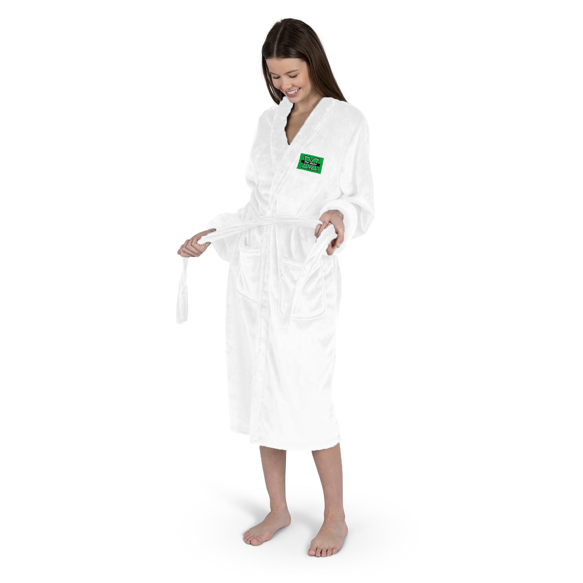 Marshall Thundering Herd NCAA White Out Silk Touch Robe Small/Medium