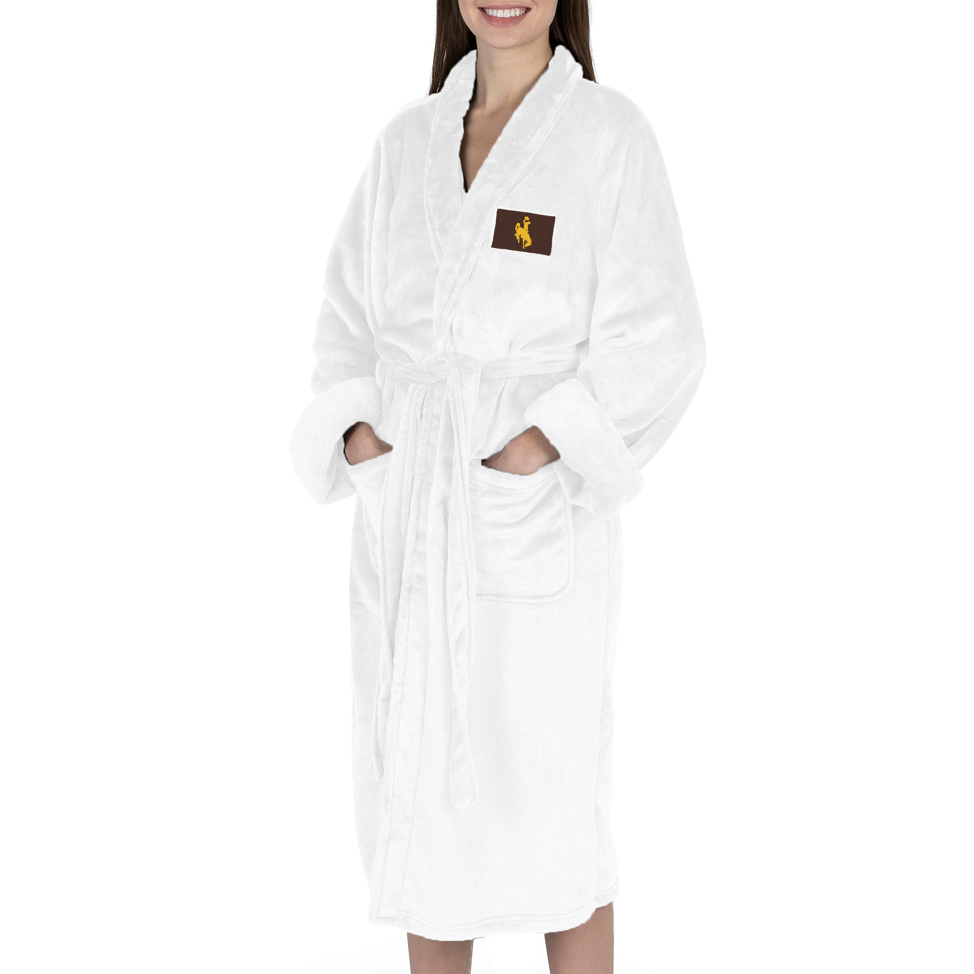 Wyoming Cowboys NCAA White Out Silk Touch Robe Small/Medium