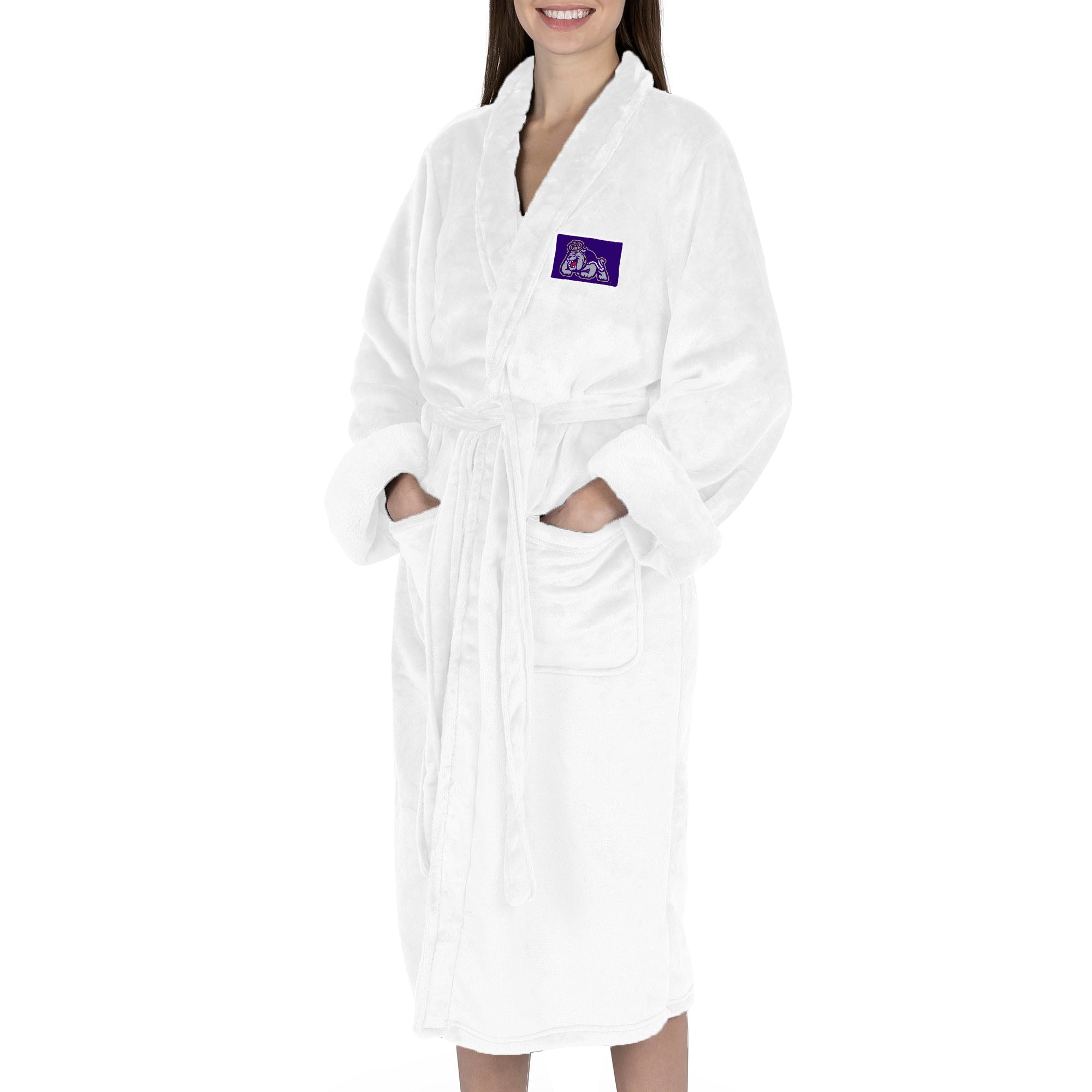 James Madison Dukes NCAA White Out Silk Touch Robe Small/Medium