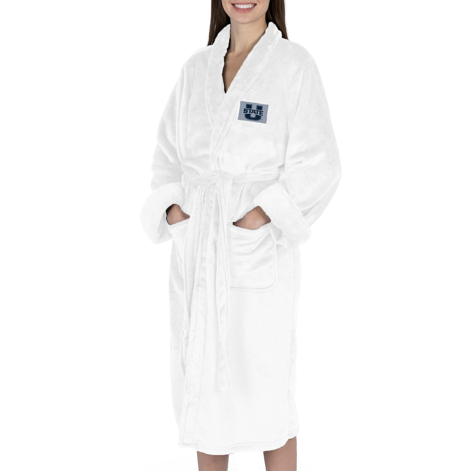 Utah State Aggies NCAA White Out Silk Touch Robe Small/Medium