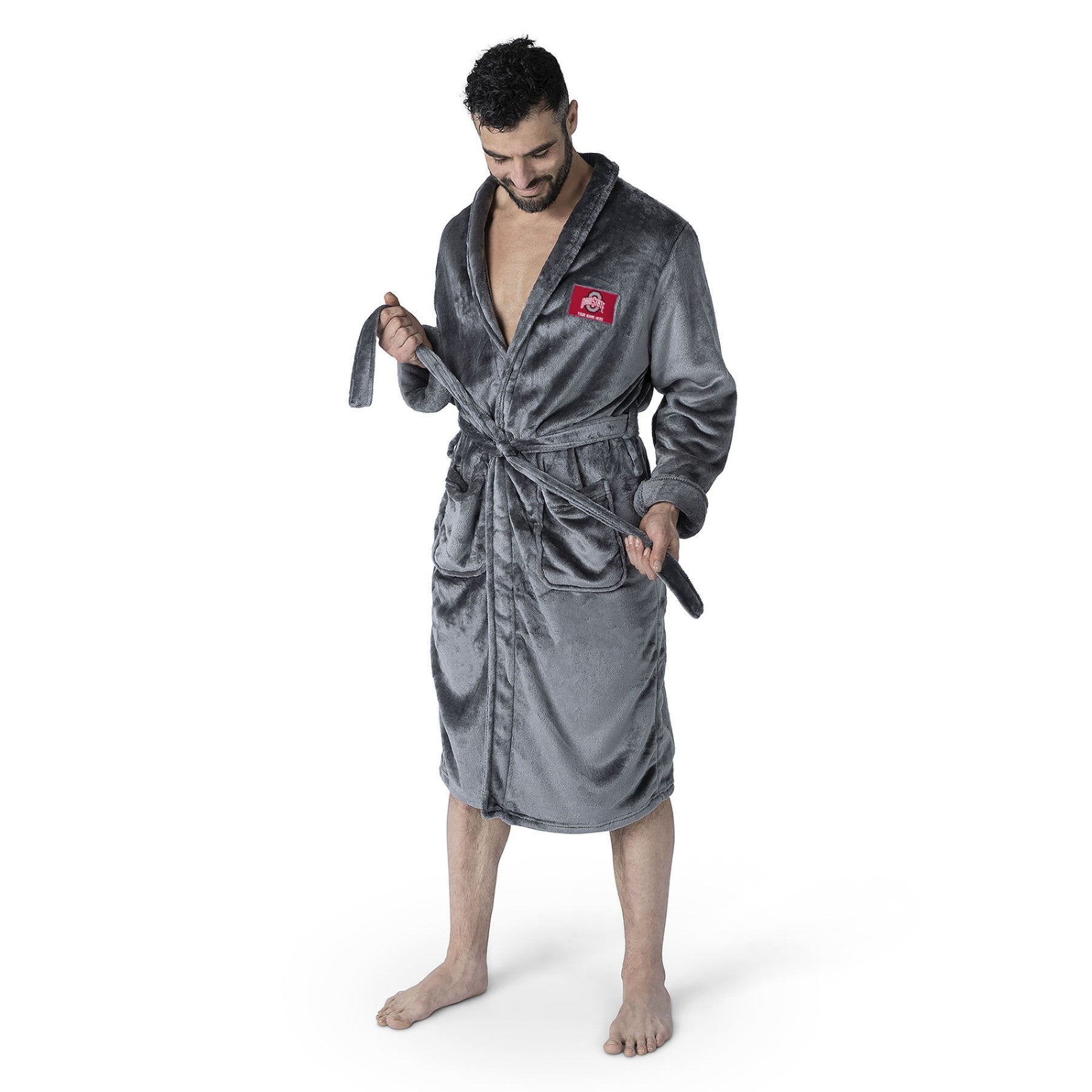 Ohio State Buckeyes NCAA Gray L/XL Personalized Silk Touch Robe