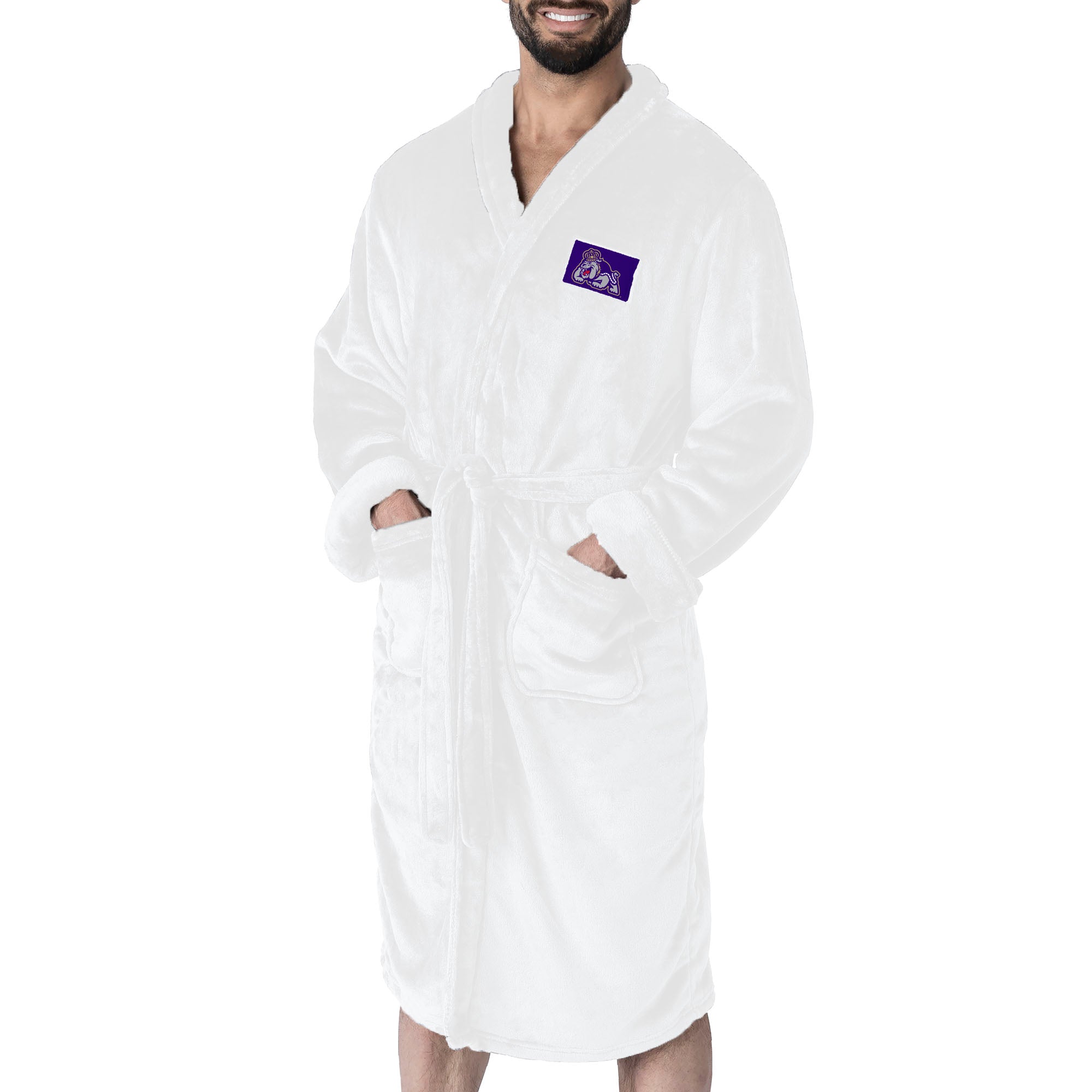 James Madison Dukes NCAA White Out Silk Touch Robe Large/XLarge