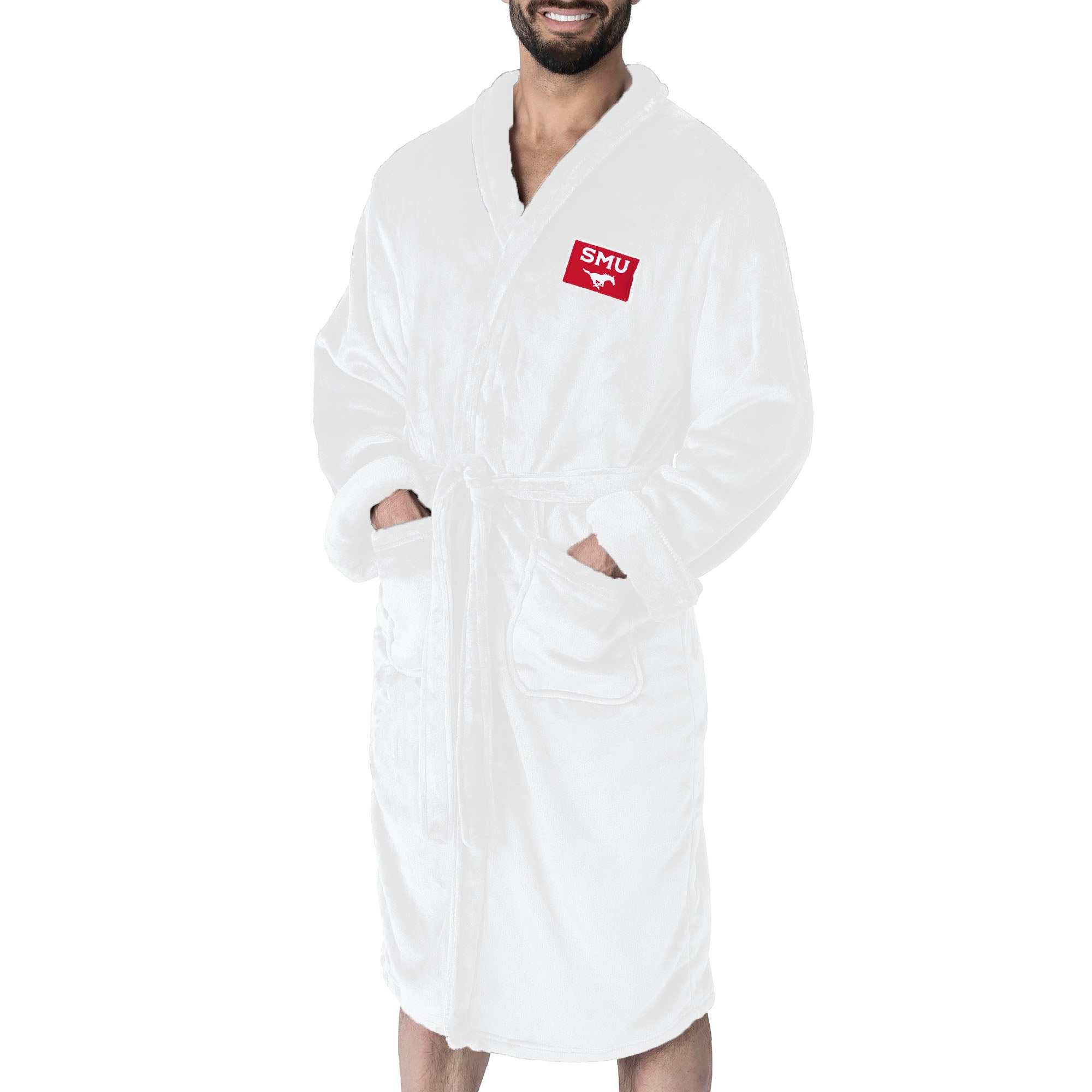SMU Mustangs NCAA White Out Silk Touch Robe Large/XLarge