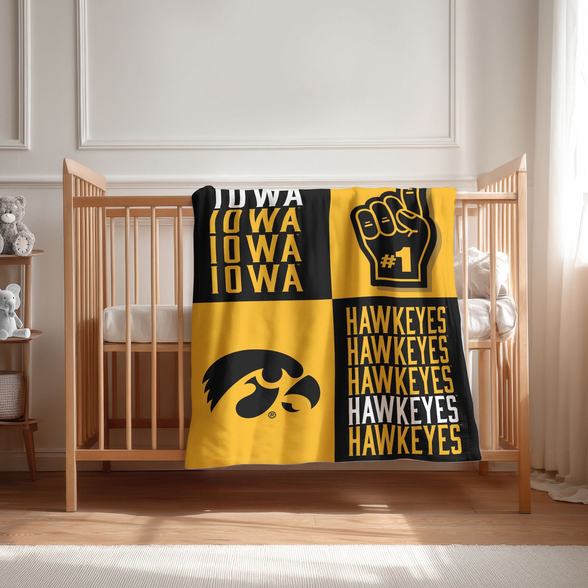 Iowa Hawkeyes NCAA Domino Swaddle Blanket 40x50 inches