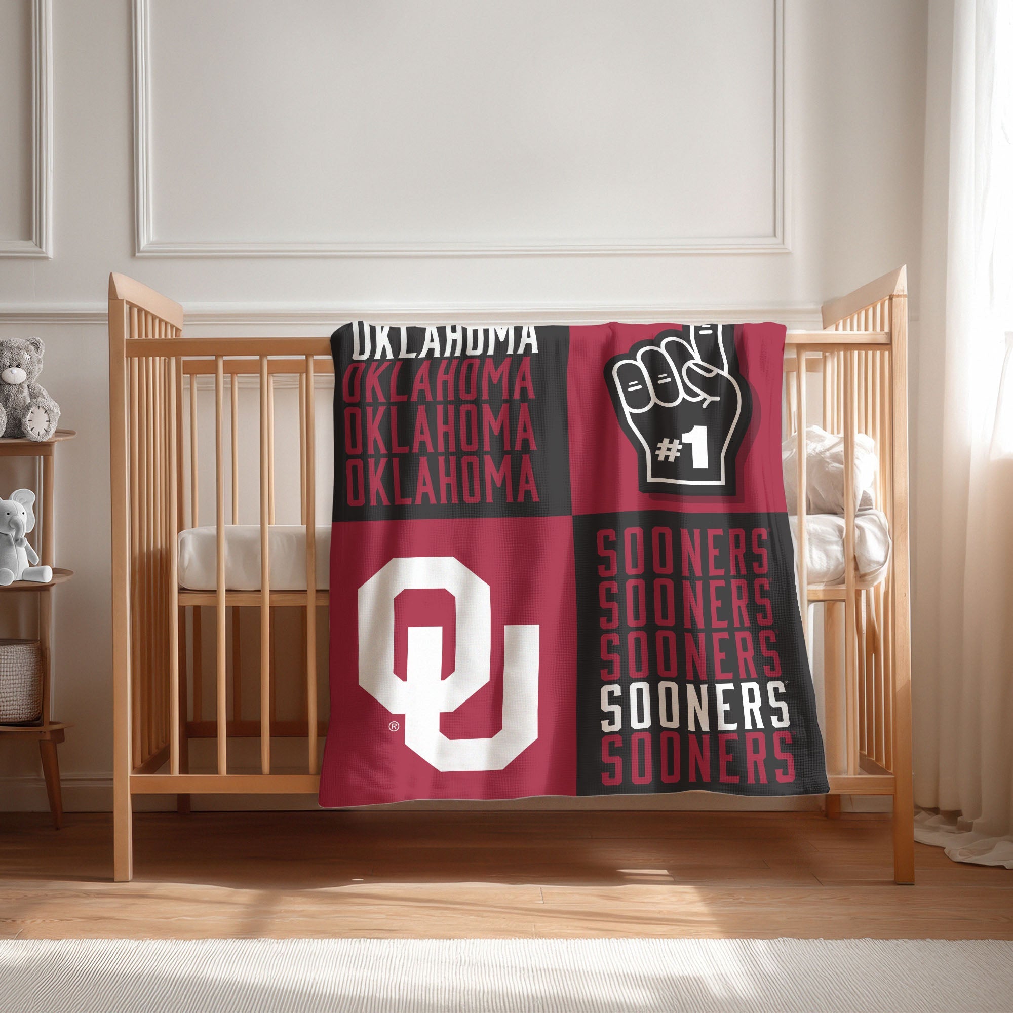 Oklahoma Sooners NCAA Domino Swaddle Blanket 40x50 inches