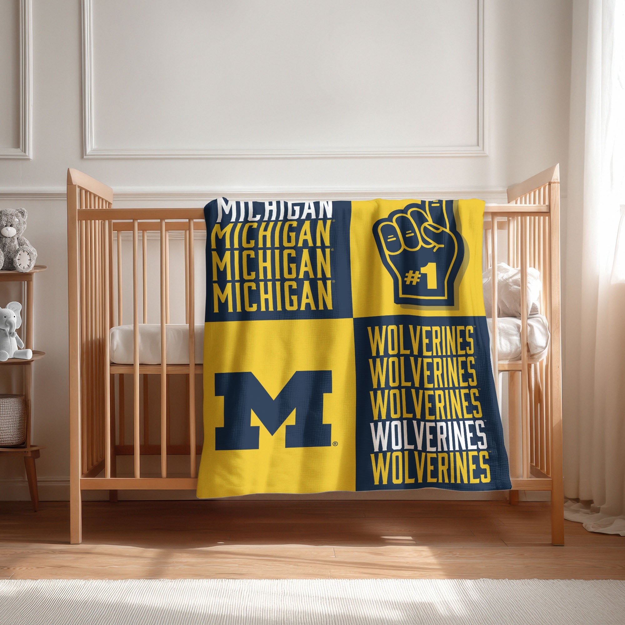Michigan Wolverines NCAA Domino Swaddle Blanket 40x50 inches