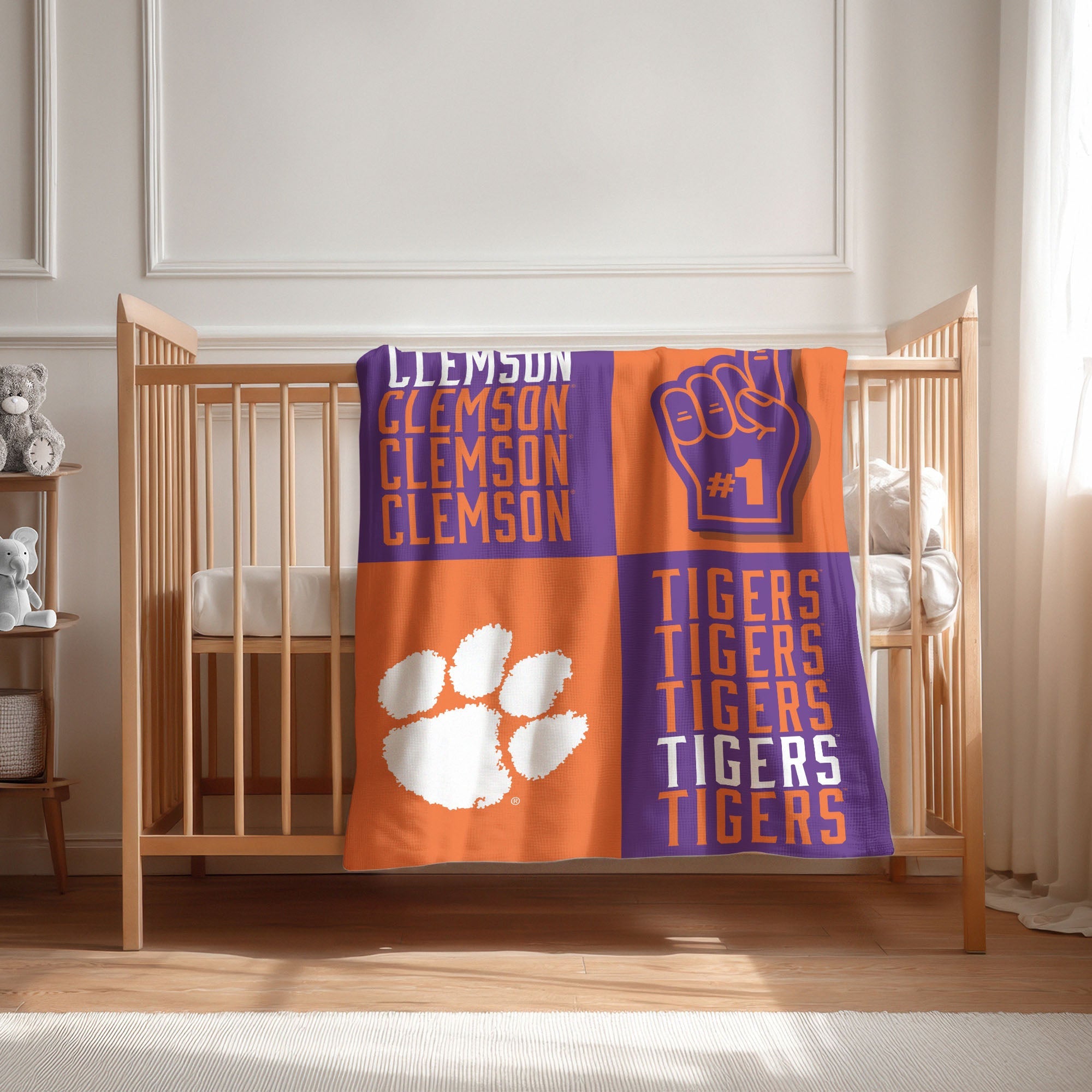 Clemson University Tigers NCAA Domino Swaddle Blanket 40x50 inches
