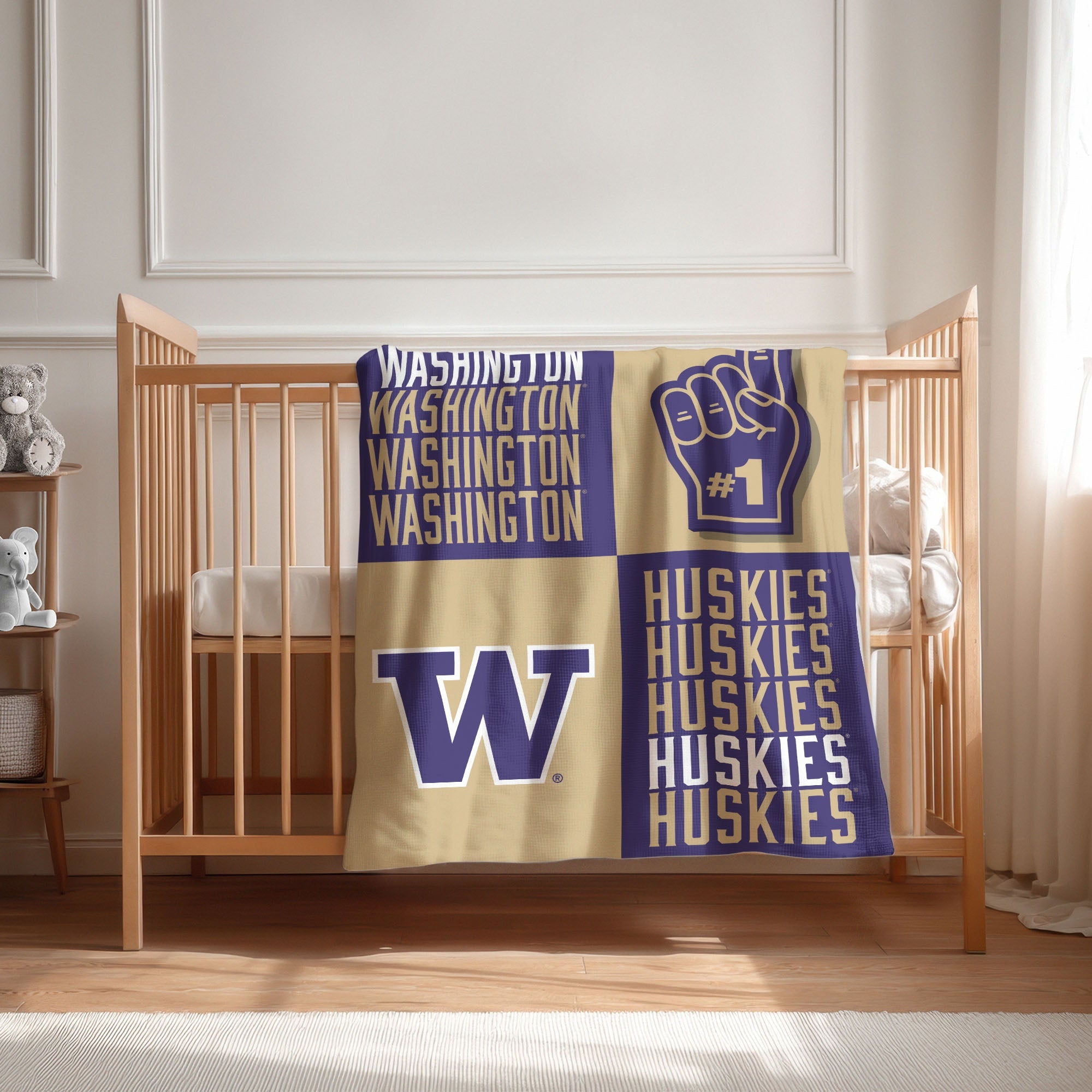 Washington Huskies NCAA Domino Swaddle Blanket 40x50 inches