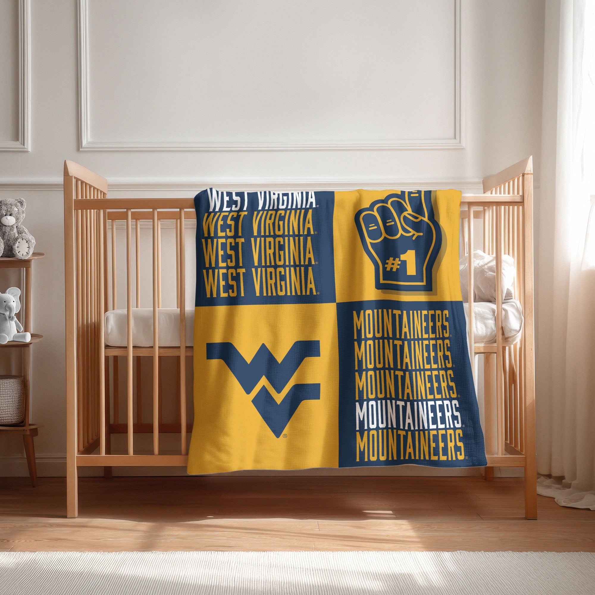 West Virginia Mountaineers NCAA Domino Swaddle Blanket 40x50 inches