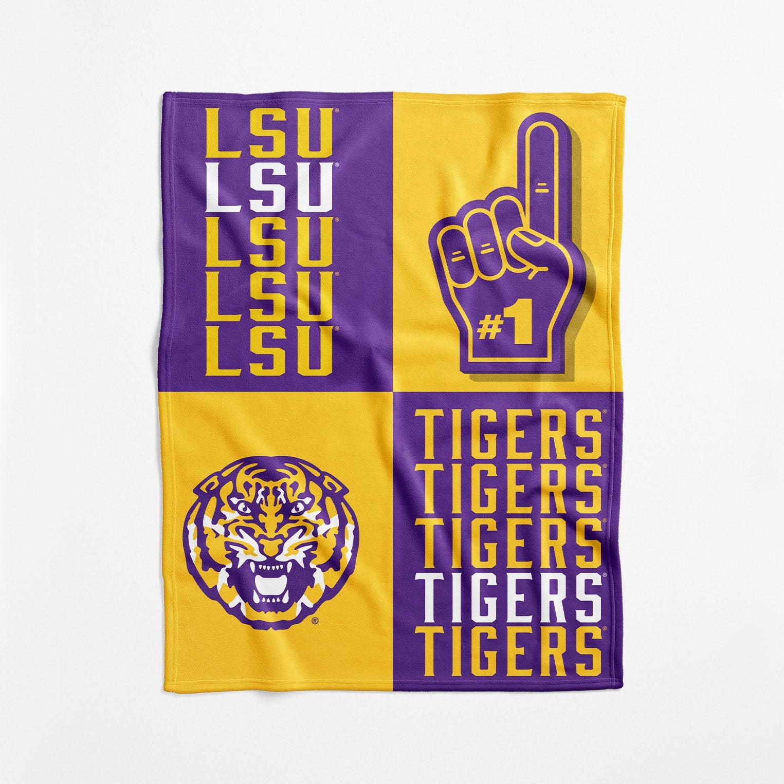 LSU Tigers NCAA Domino Swaddle Blanket 40x50 inches