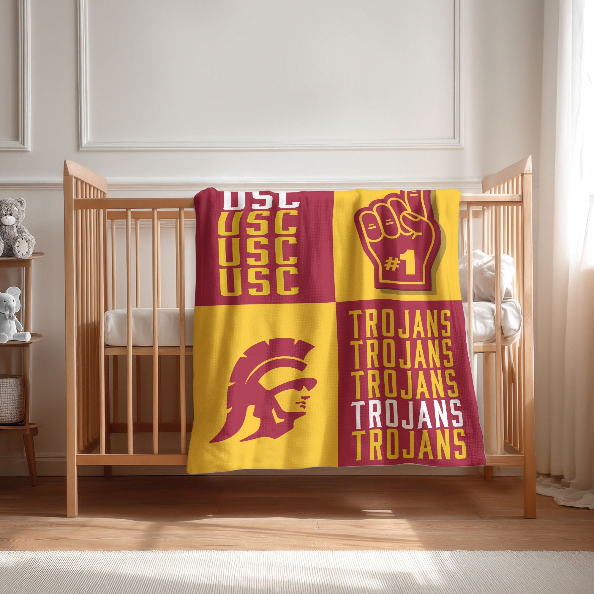 USC Trojans NCAA Domino Swaddle Blanket 40x50 inches