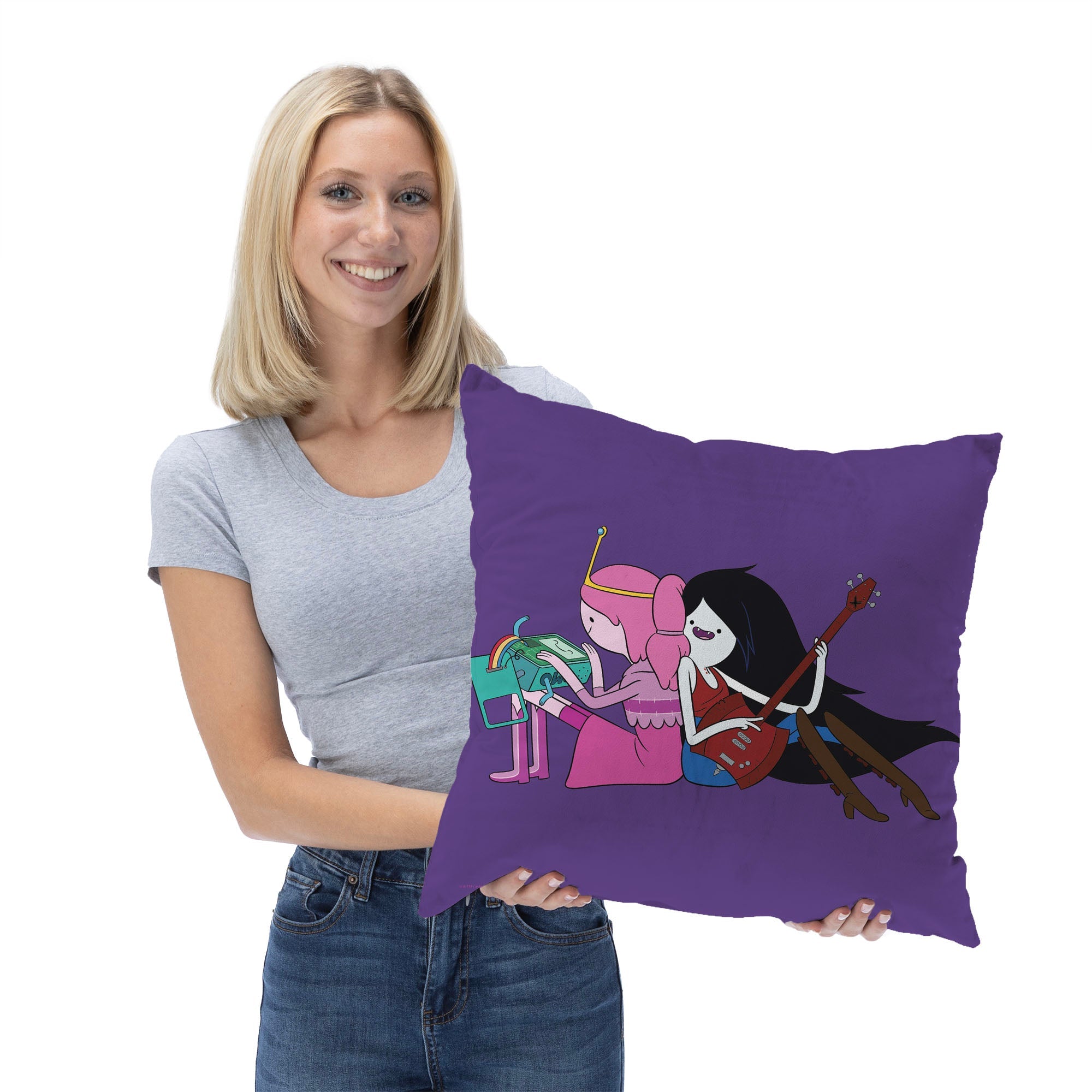 Cartoon Network Adventure Time Making Music Together Throw Pillow 18x18 Inches